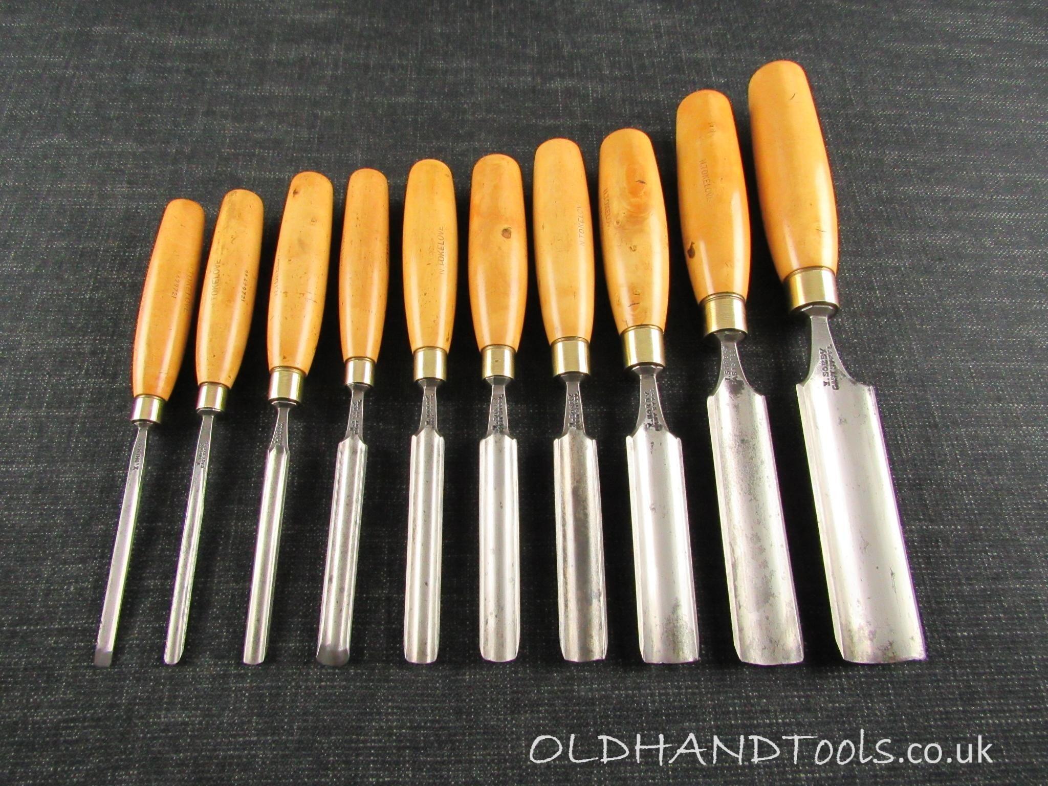 Graduated Set of 10 Firmer Gouges by SORBY with Registered Design ...