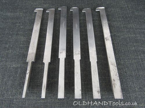 Graduated Set of 6 ROBERT SORBY Plough Plane Irons - Metric Sizes