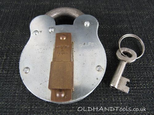 Vintage BELFRY 2 Lever Padlock & Key - Patent No 325346
