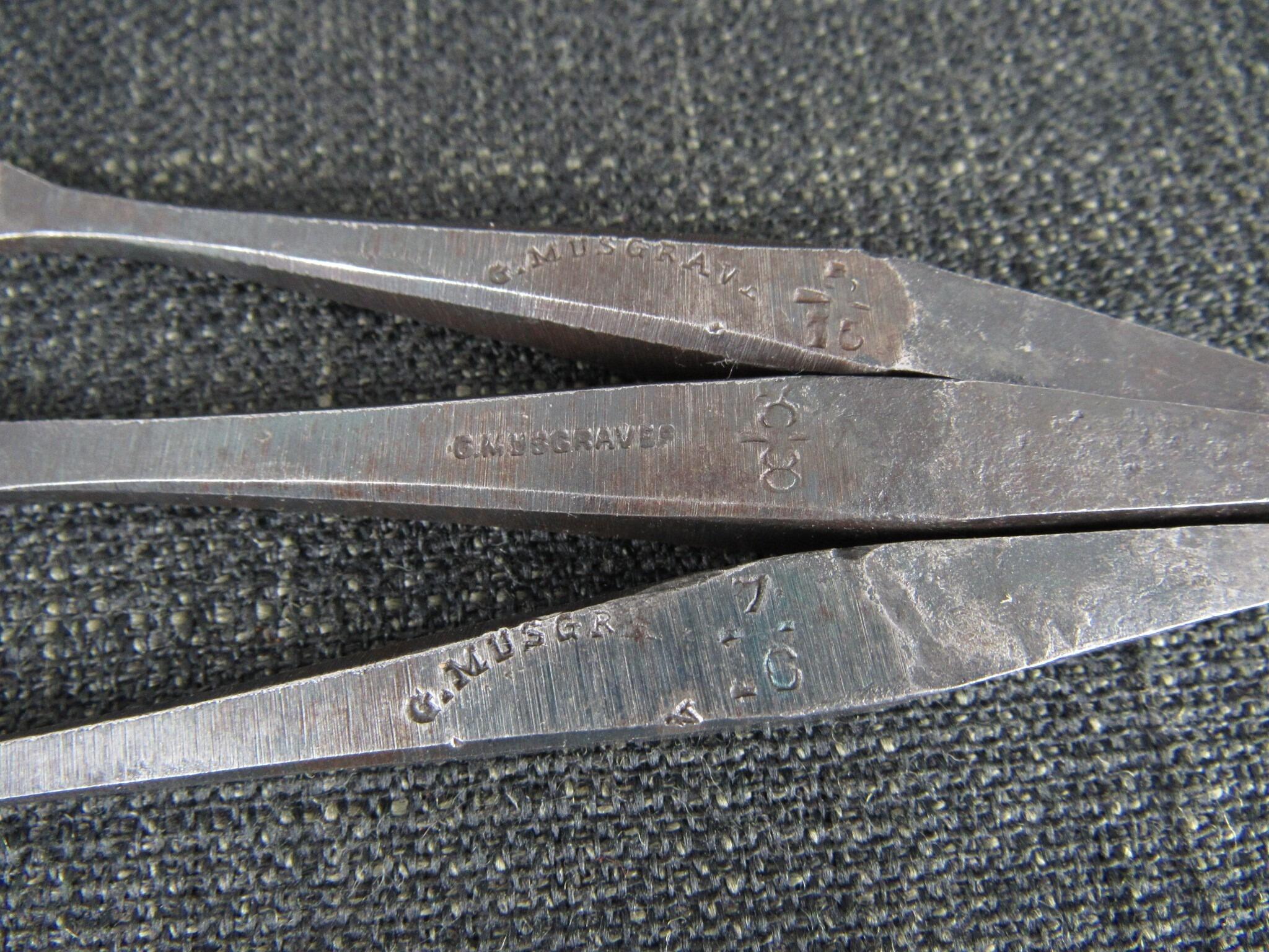 3 Small MUSGRAVE Brace Centre Bits