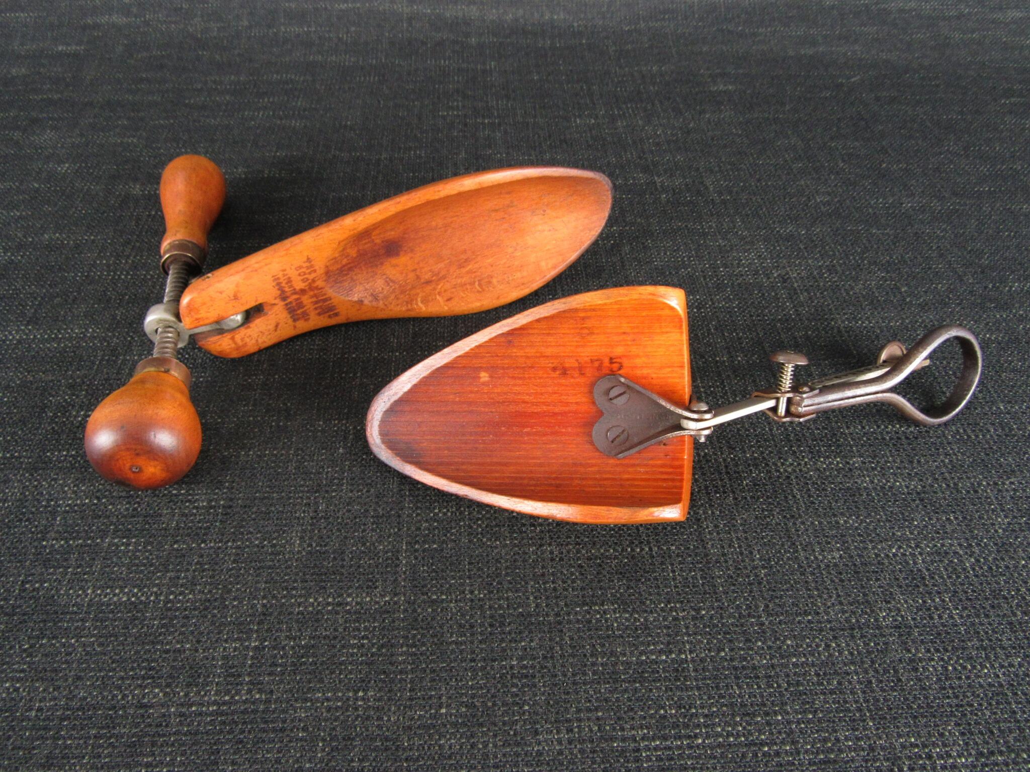 Two Vintage Patent Adjustable Wooden Shoe and Boot Trees