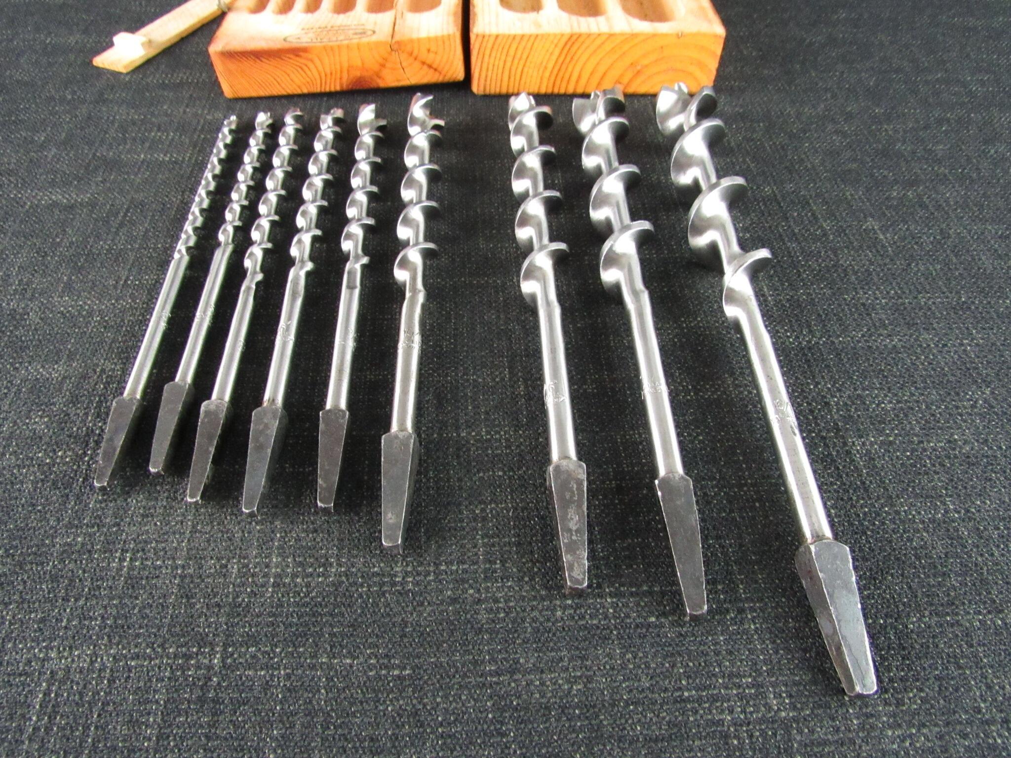 Boxed Set of 9 C I FALL Solid Centre Auger Bits *SOLD*