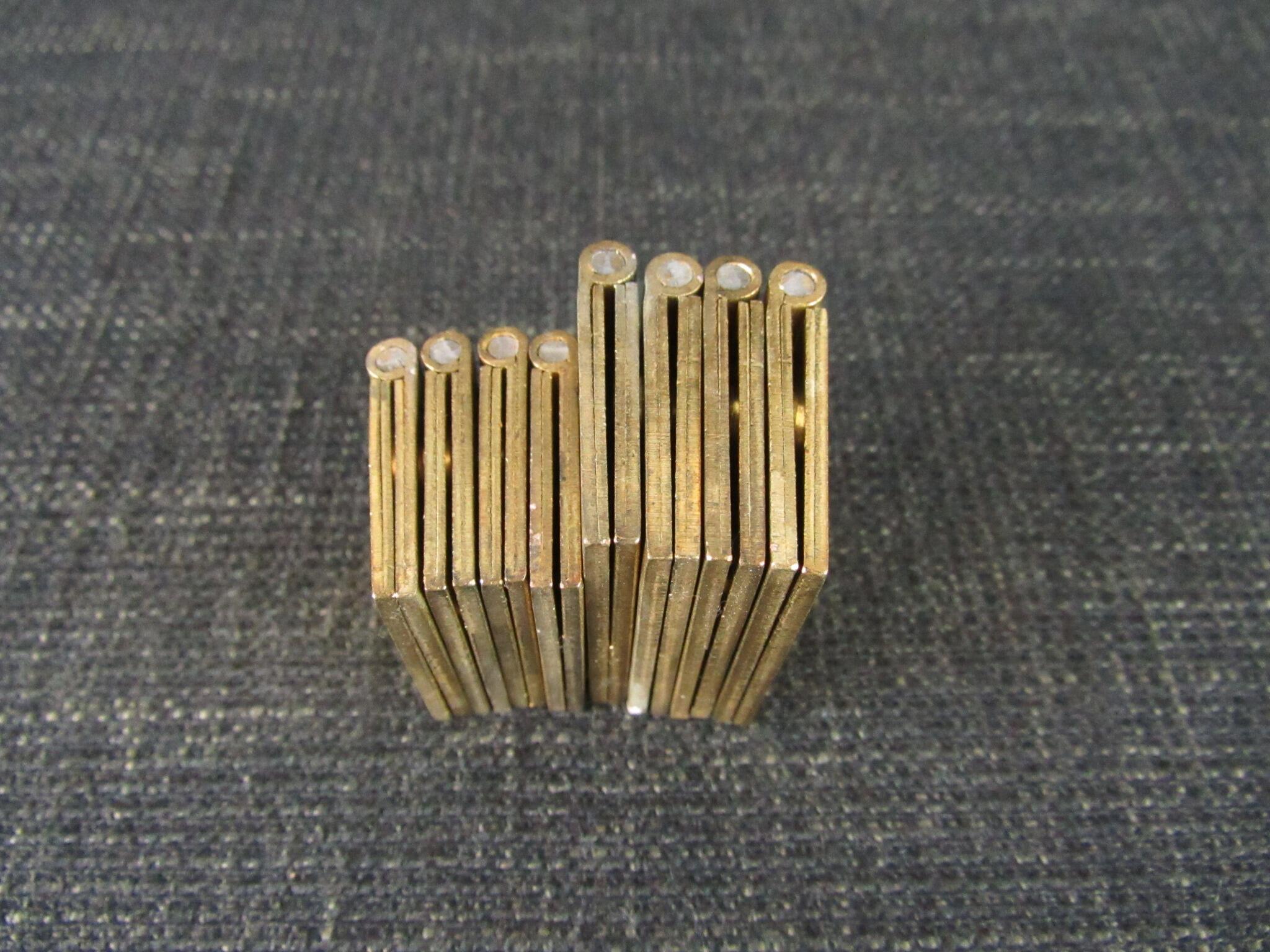 8 Brass Backflap Hinges with Steel Pins - Unused