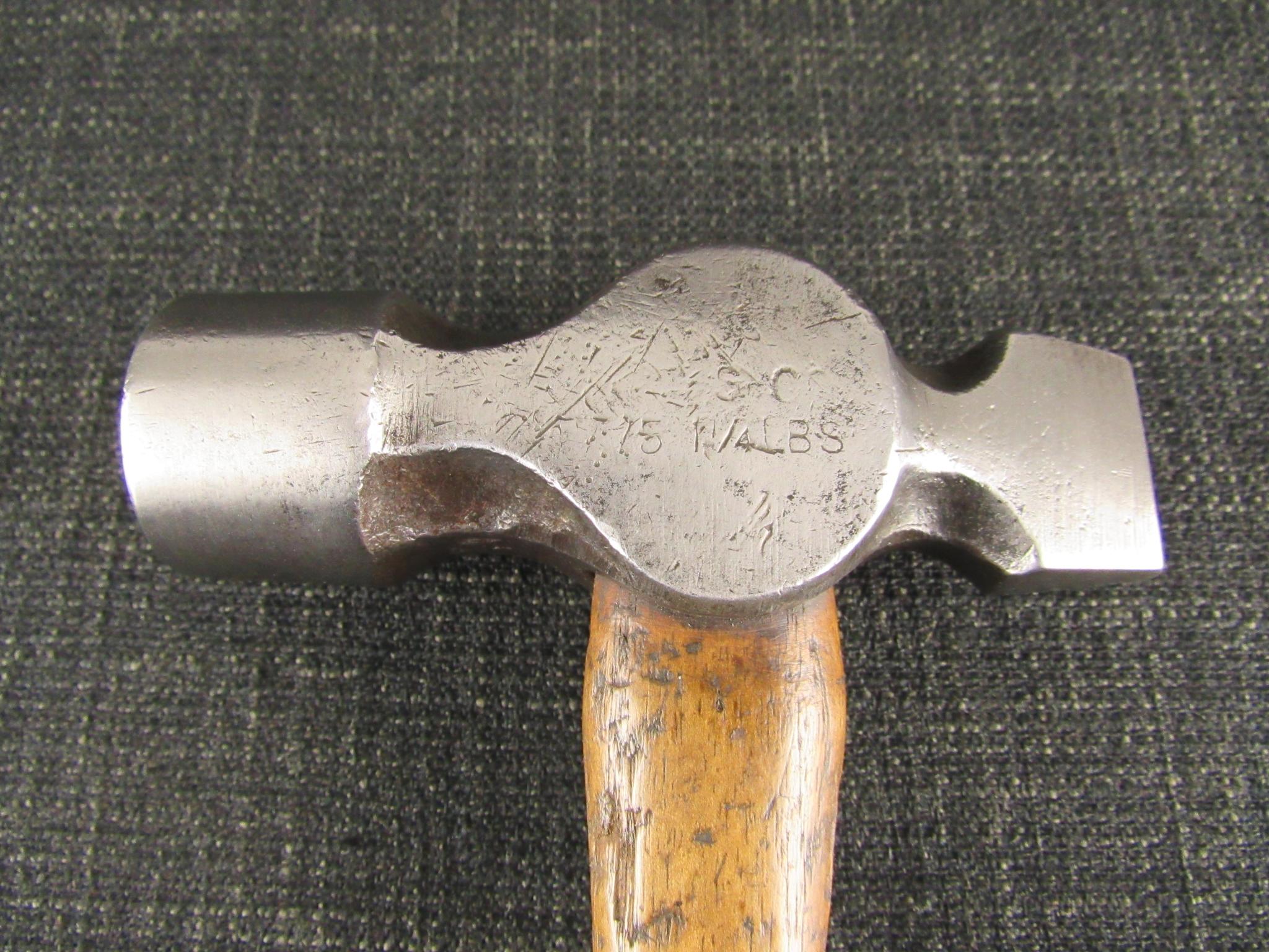 Vintage Straight Pein Hammer - 1 1/4 LB