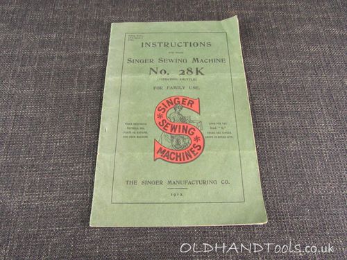 SINGER Sewing Machine No 28K Instruction Booklet 1912
