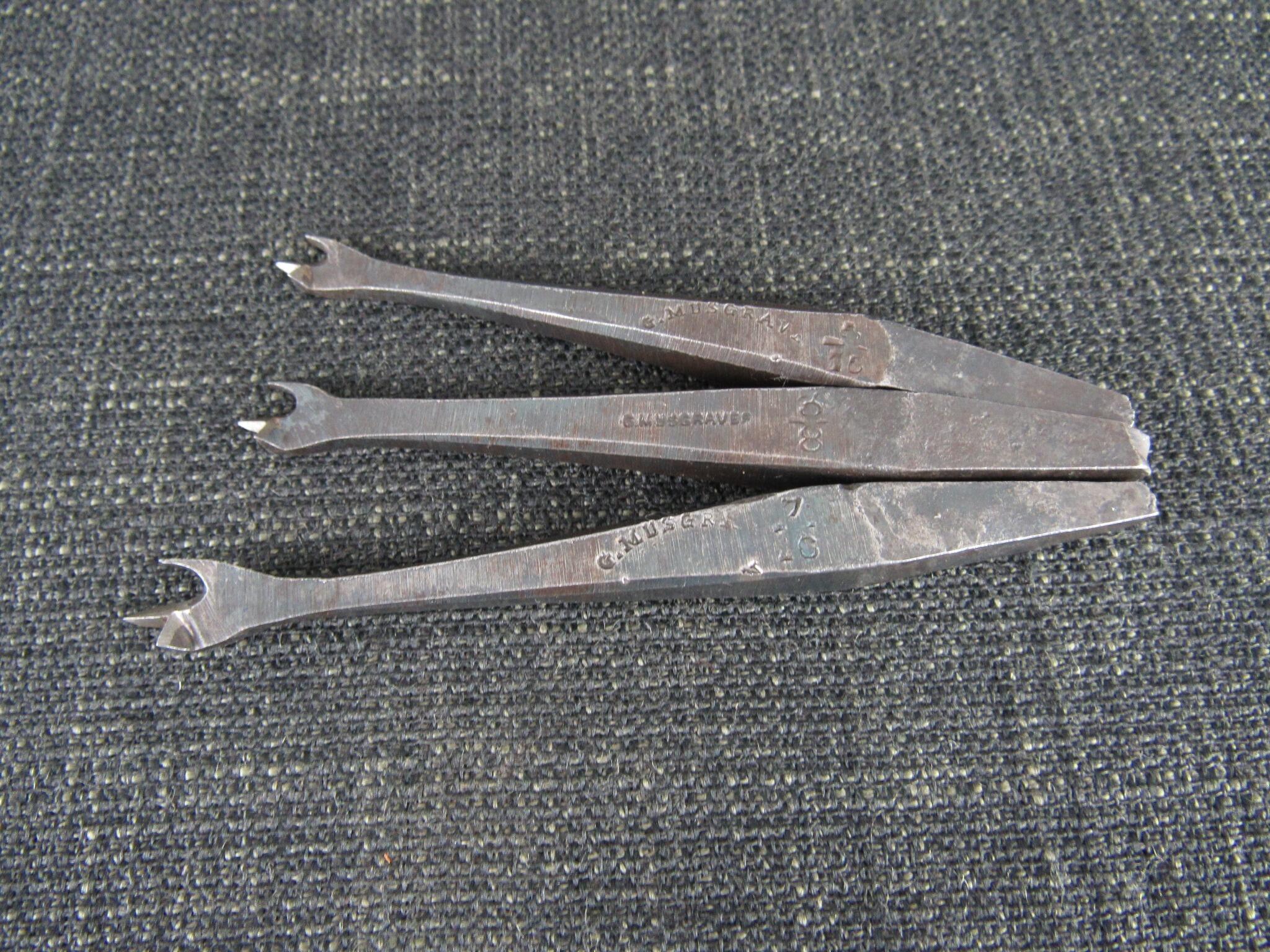 3 Small MUSGRAVE Brace Centre Bits