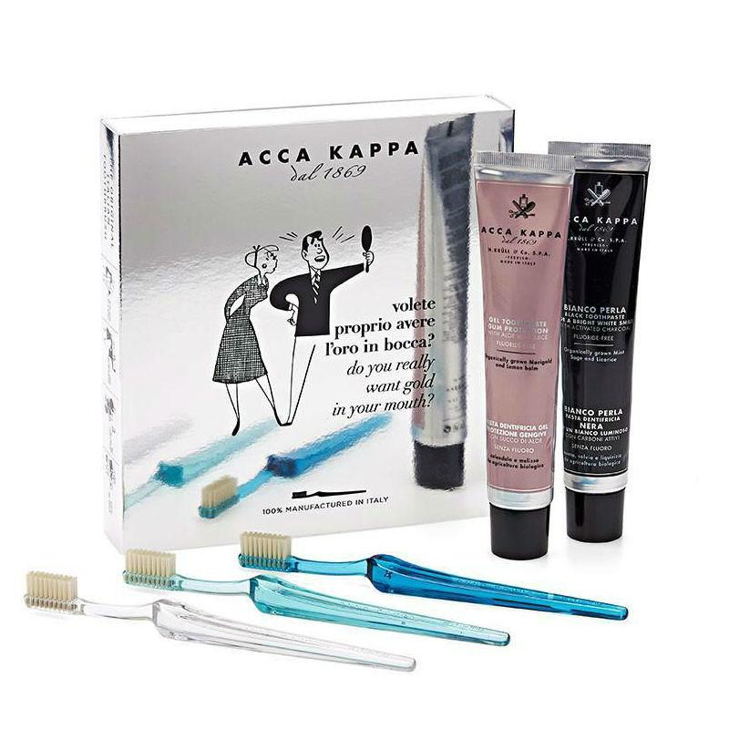 ACCA KAPPA Black Lympio Collection Gift Set, Incl. Toothpaste, Gel Toothpaste Gum Protection and Medium Nylon Toothbrushes