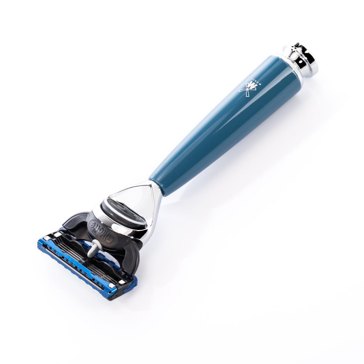 S81M228SF MÜHLE RYTMO Petrol Blue 4-piece Pure Badger / Fusion Shaving Set