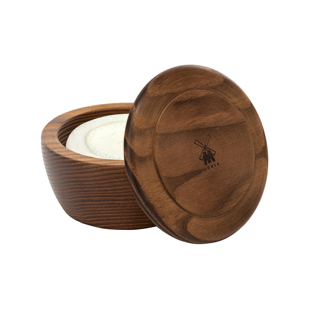 shaving soap and wooden bowl