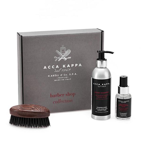 ACCA KAPPA Barber Shop Collection Gift Set, Beard Shampoo 200ml, Beard Fluid 50ml, Beard Brush