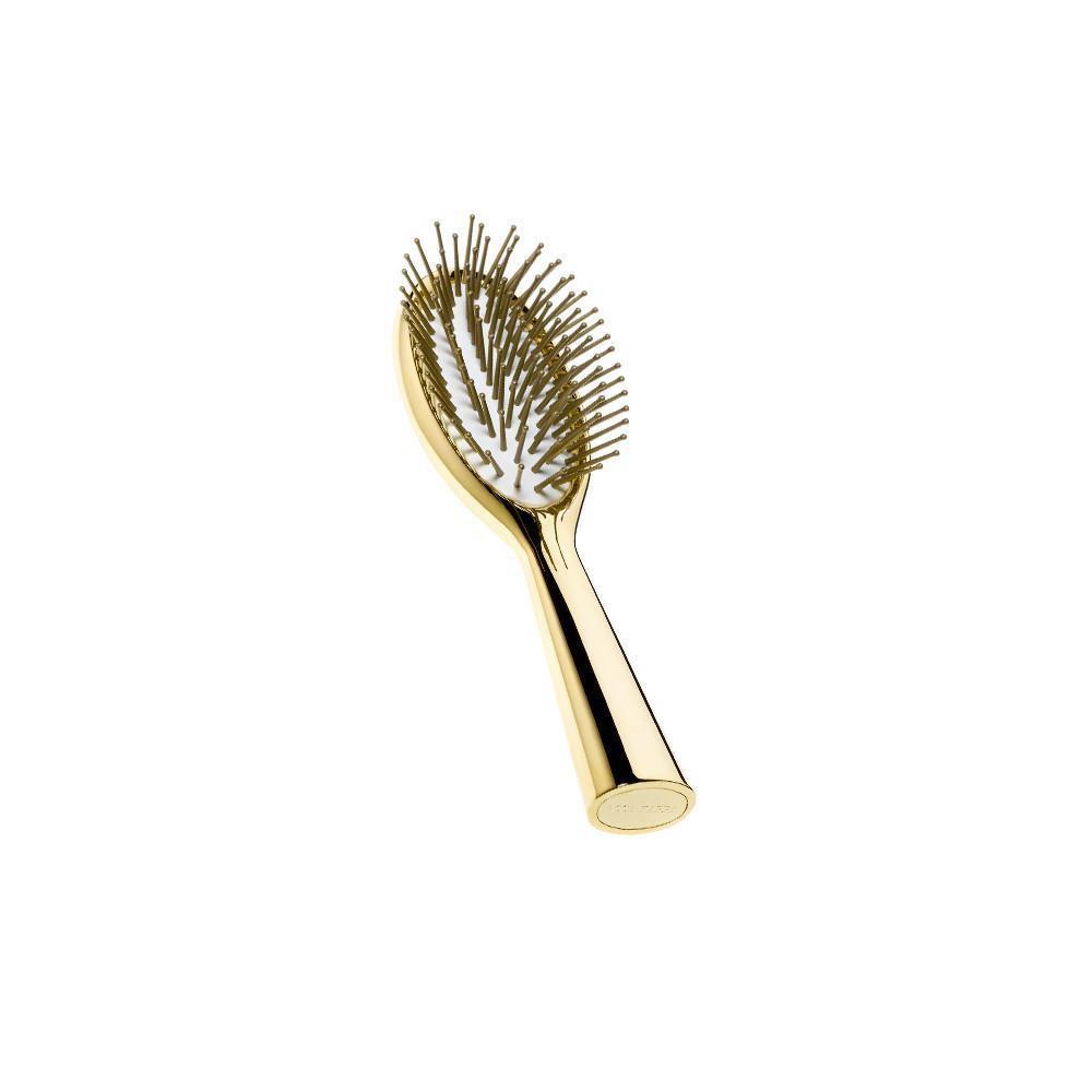ACCA KAPPA Gold Plated Hairbrush with Natural Rubber Cushion Travel Size Mini