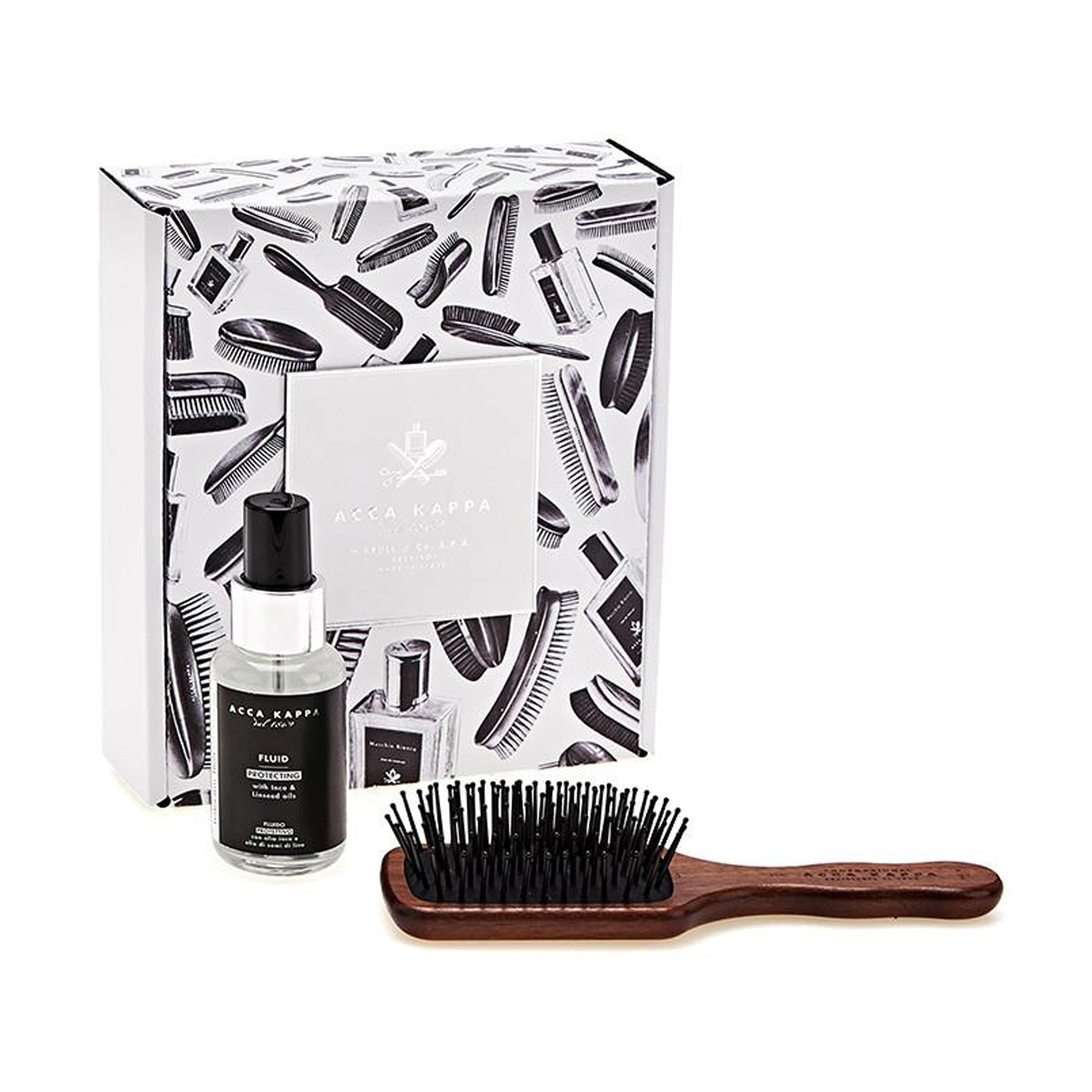 ACCA KAPPA White Moss Gift Set, Travel Size Hair Brush and Hair Fluid 50ml