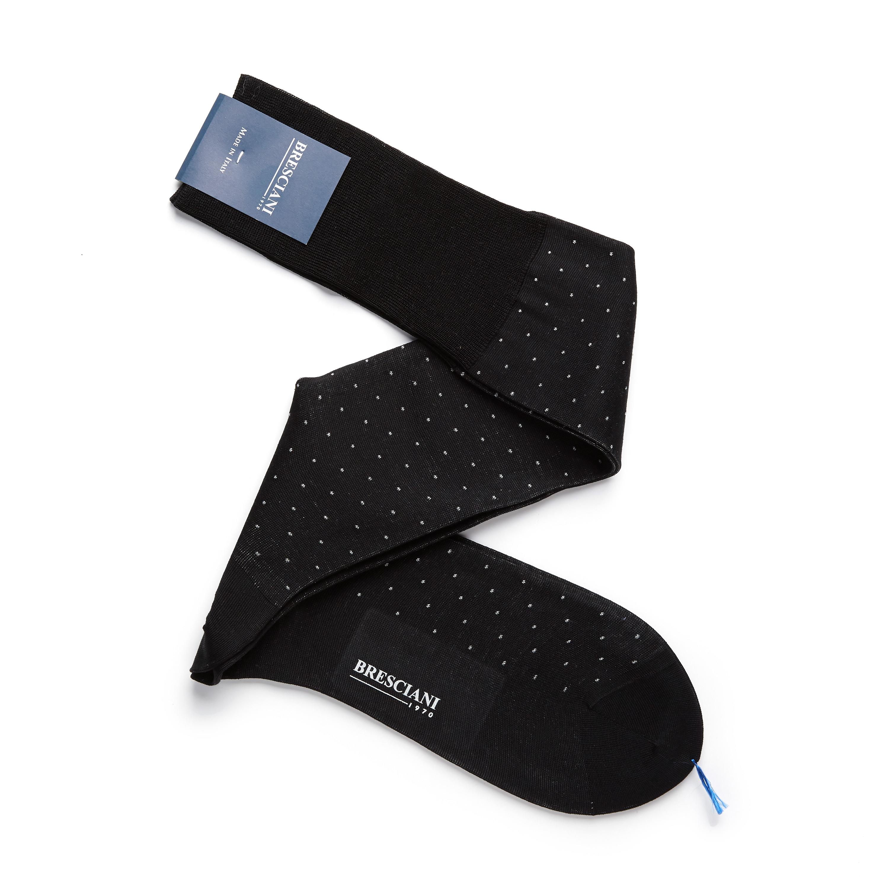 Bresciani-over-the-calf-cotton-socks-in-Microdot pattern Black 1