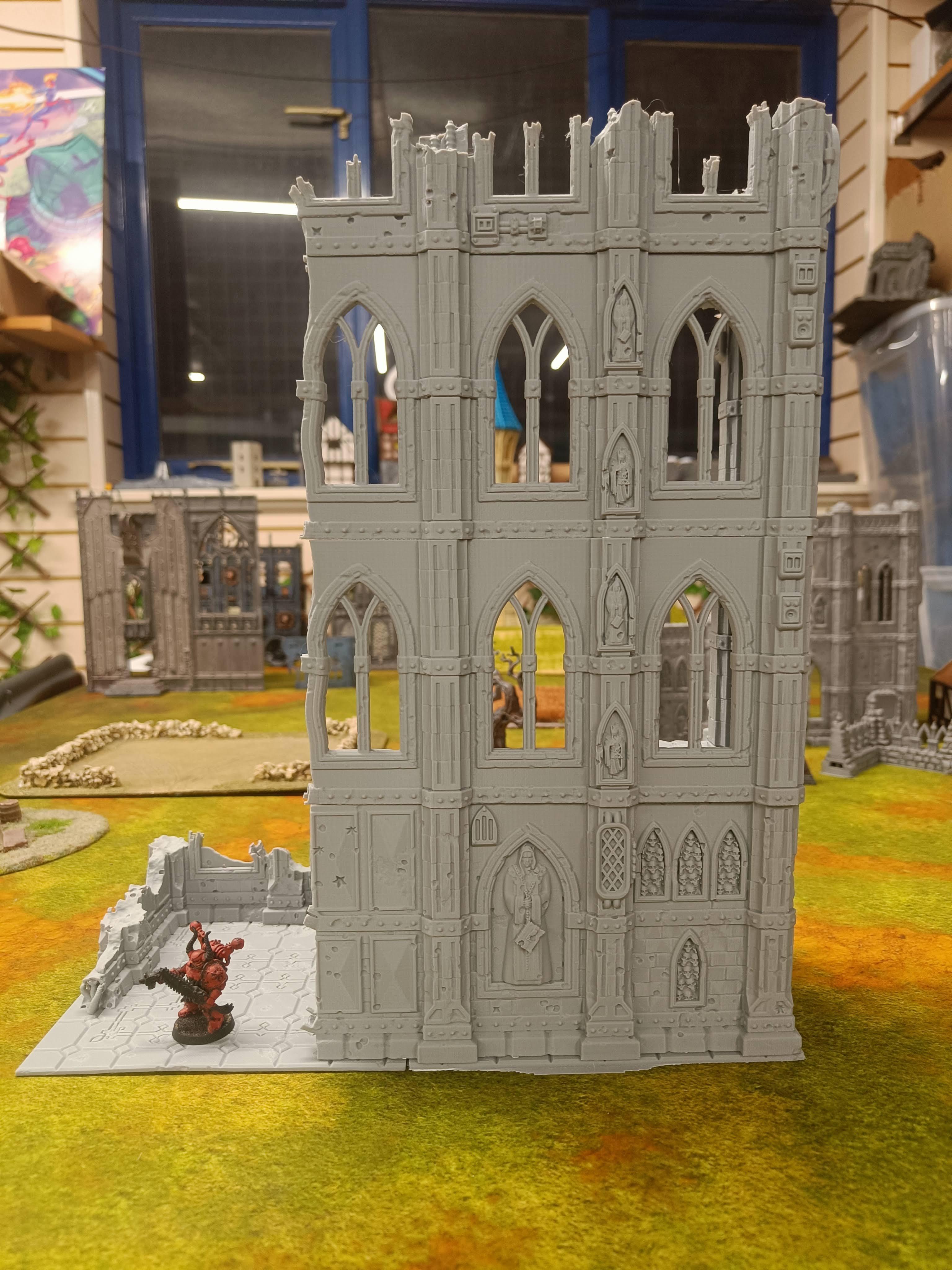 Large Gothic Ruined L Shape Scenery Tower Ruin