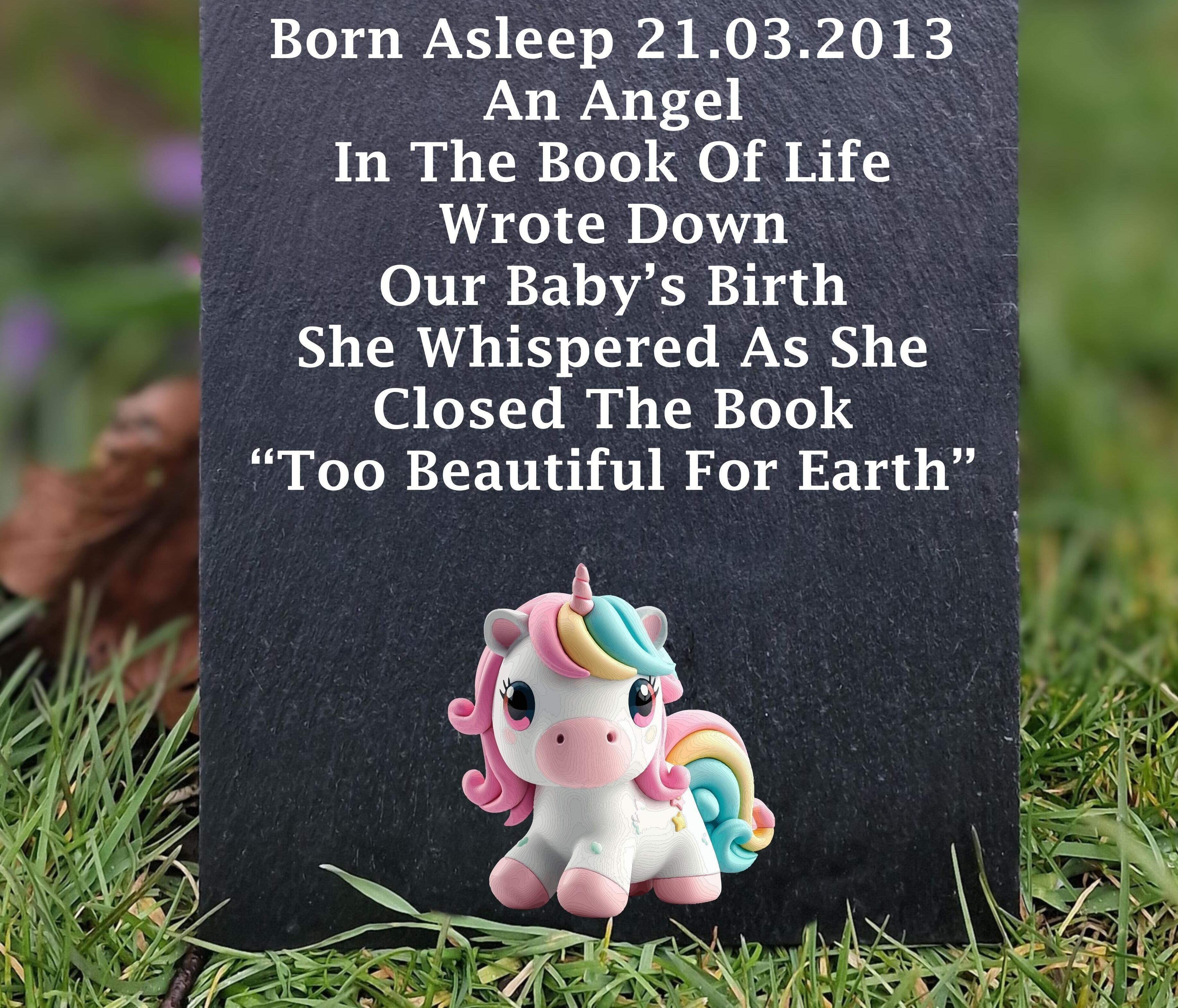 Sleeping Angel Child Memorial Slate Headstone For Cemetery or Garden