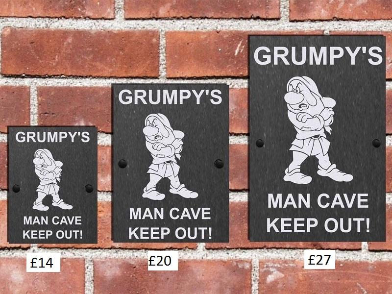 grumpy man cave slate plaque