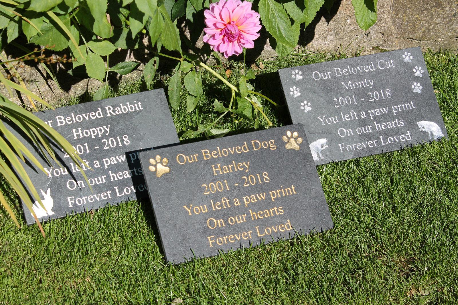 Personalised Small Pet Memorial Slate Stake – Grave Marker For Dog Or Cat (6x14cm)
