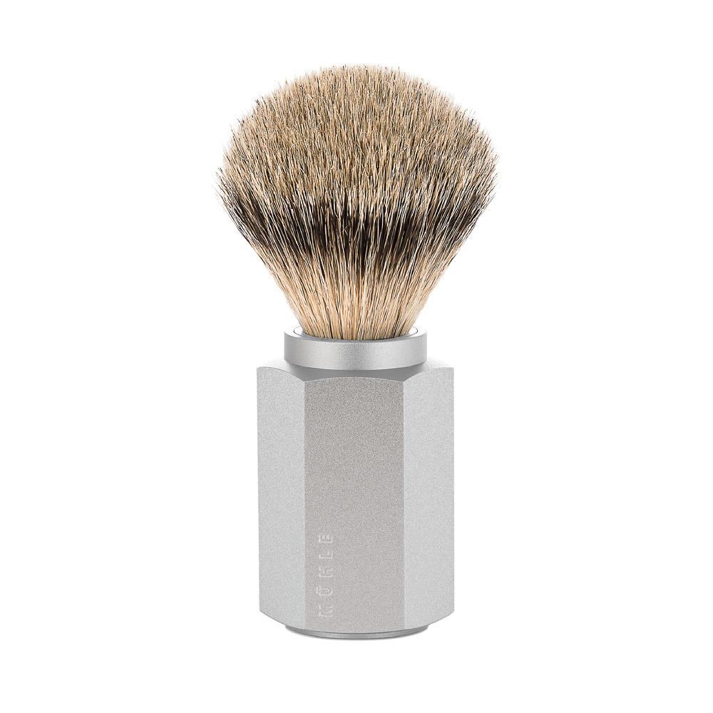 MÜHLE HEXAGON Series anodised aluminum silver handle silvertip badger hair shaving brush