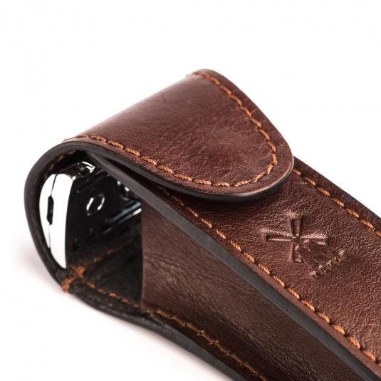MUHLE Brown Leather Safety Razor Travel Pouch