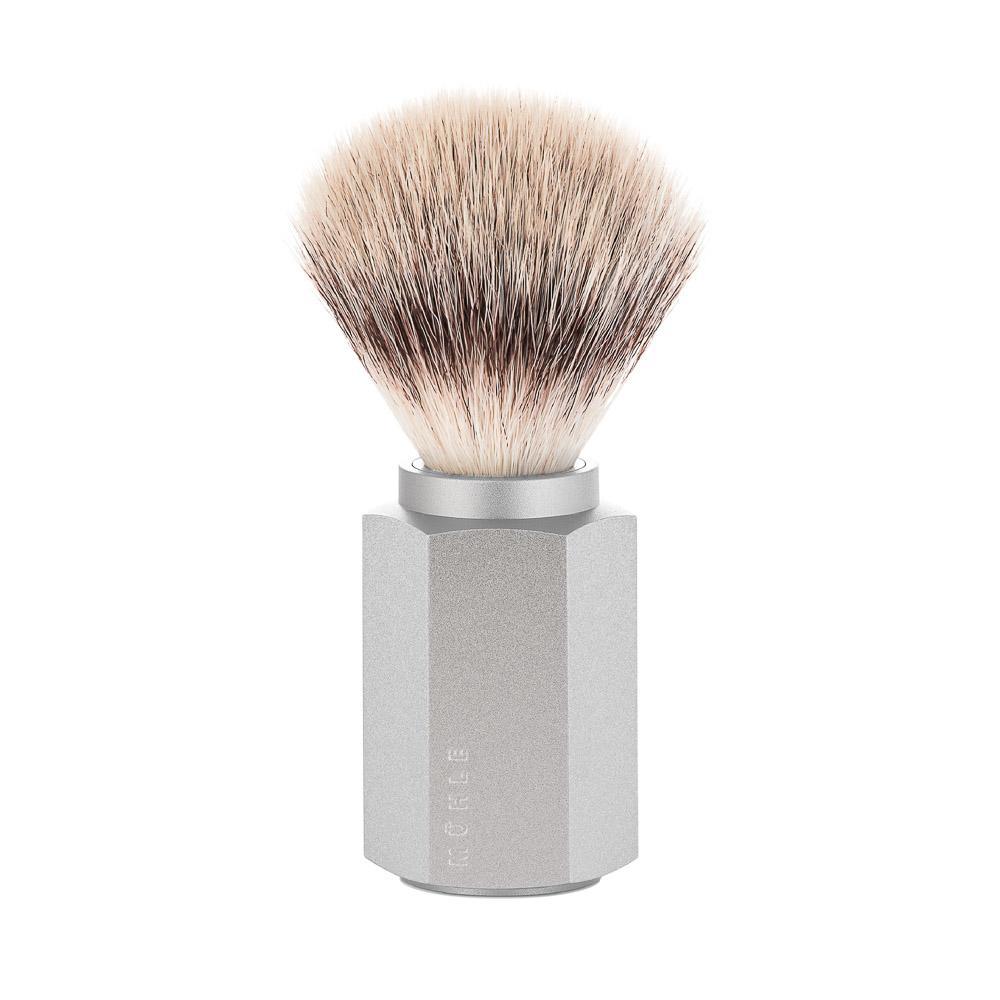 MÜHLE HEXAGON Series anodised aluminum silver handle silvertip fibre hair shaving brush
