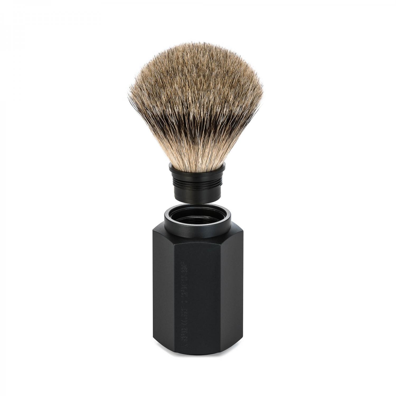 MUHLE HEXAGON Graphite Silvertip Badger Shaving Brush