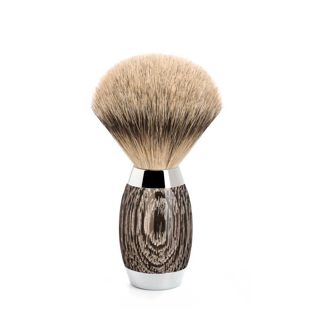 MUHLE EDITION No. 3 - Bog Oak & Sterling Silver with Silvertip Badger Shaving Brush - 493ED3