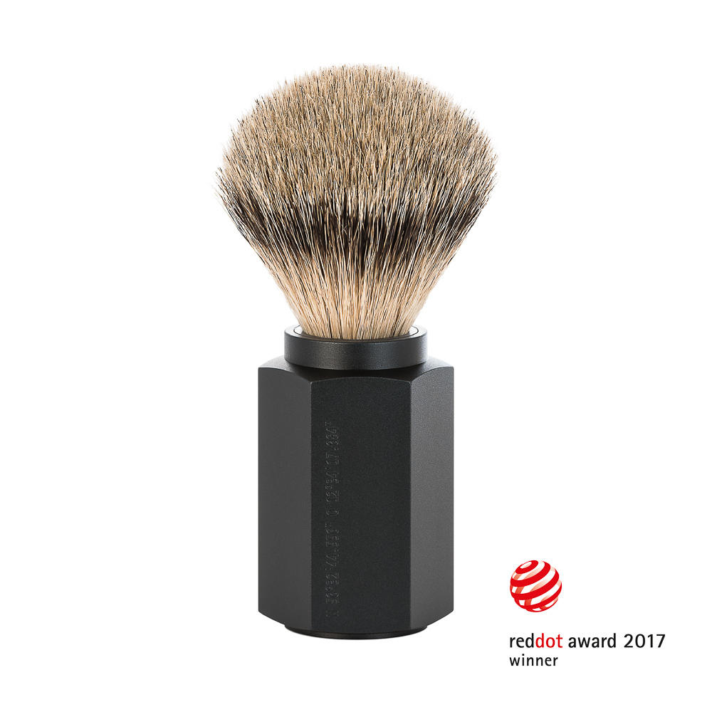 MUHLE HEXAGON Graphite Silvertip Badger Shaving Brush - 091MHXGGRAPHITE