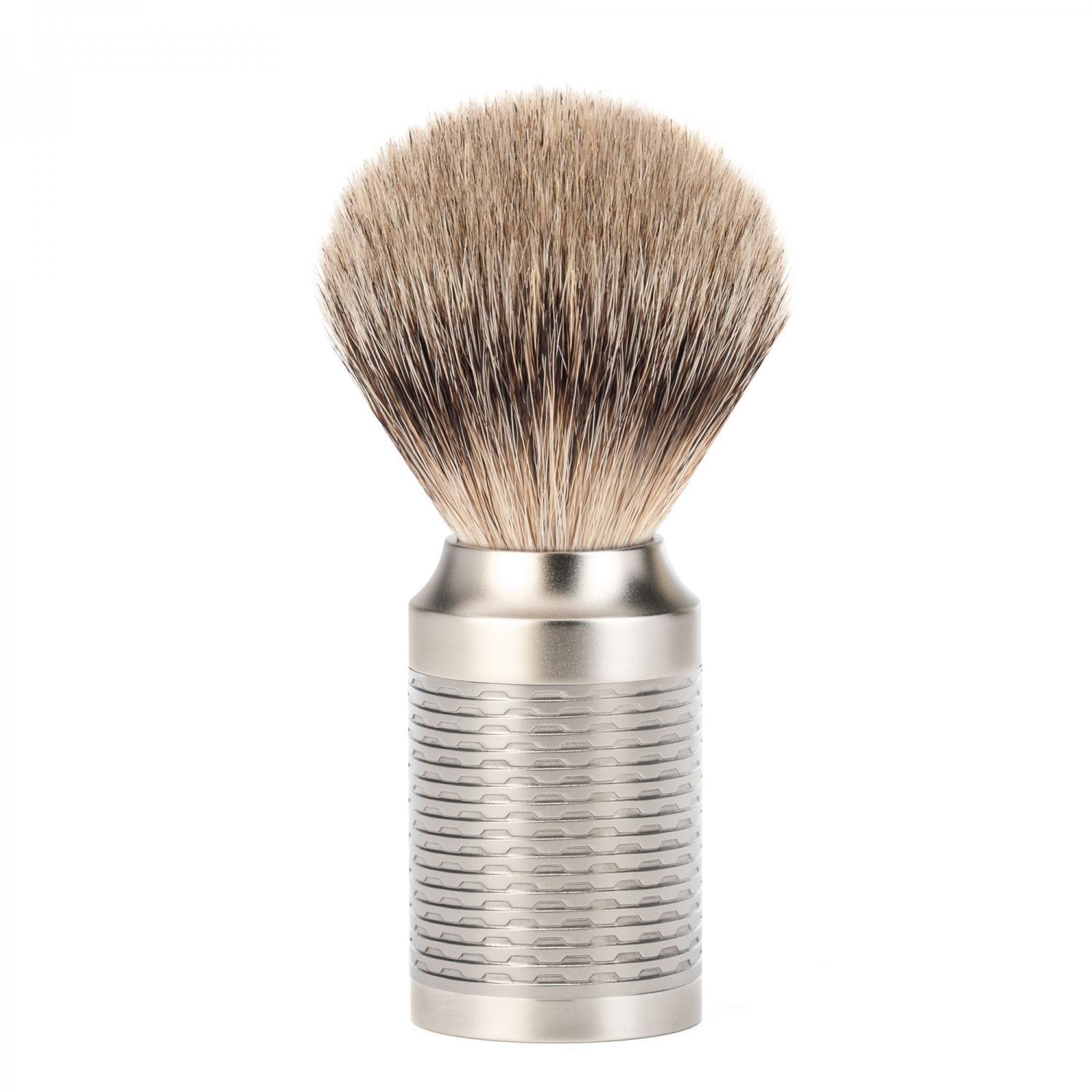 ROCCA Pure Matt Stainless Steel Silvertip Badger Shaving Brush