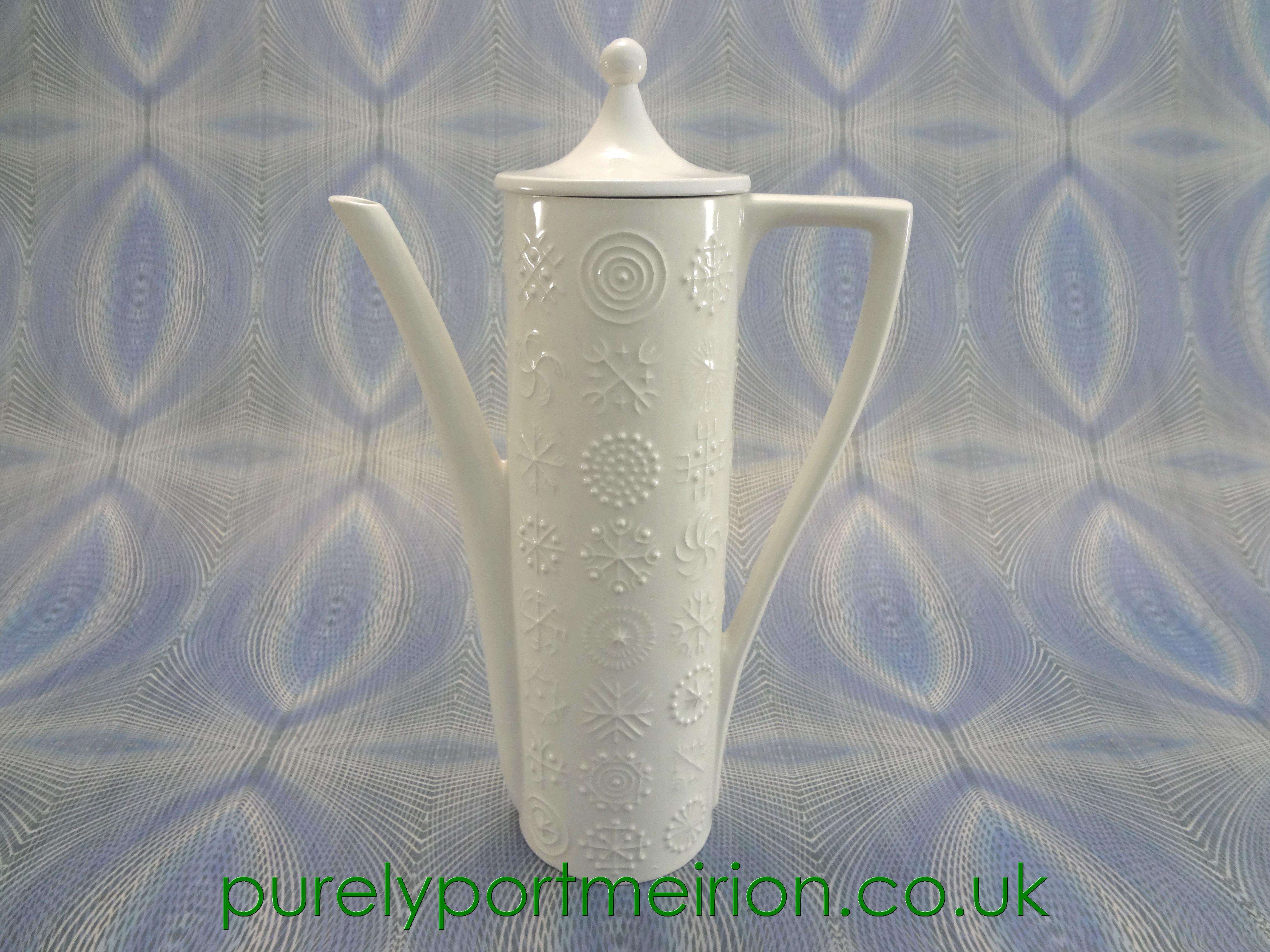 Portmeirion Pottery Totem Shiny White Coffee Pot, TTW54