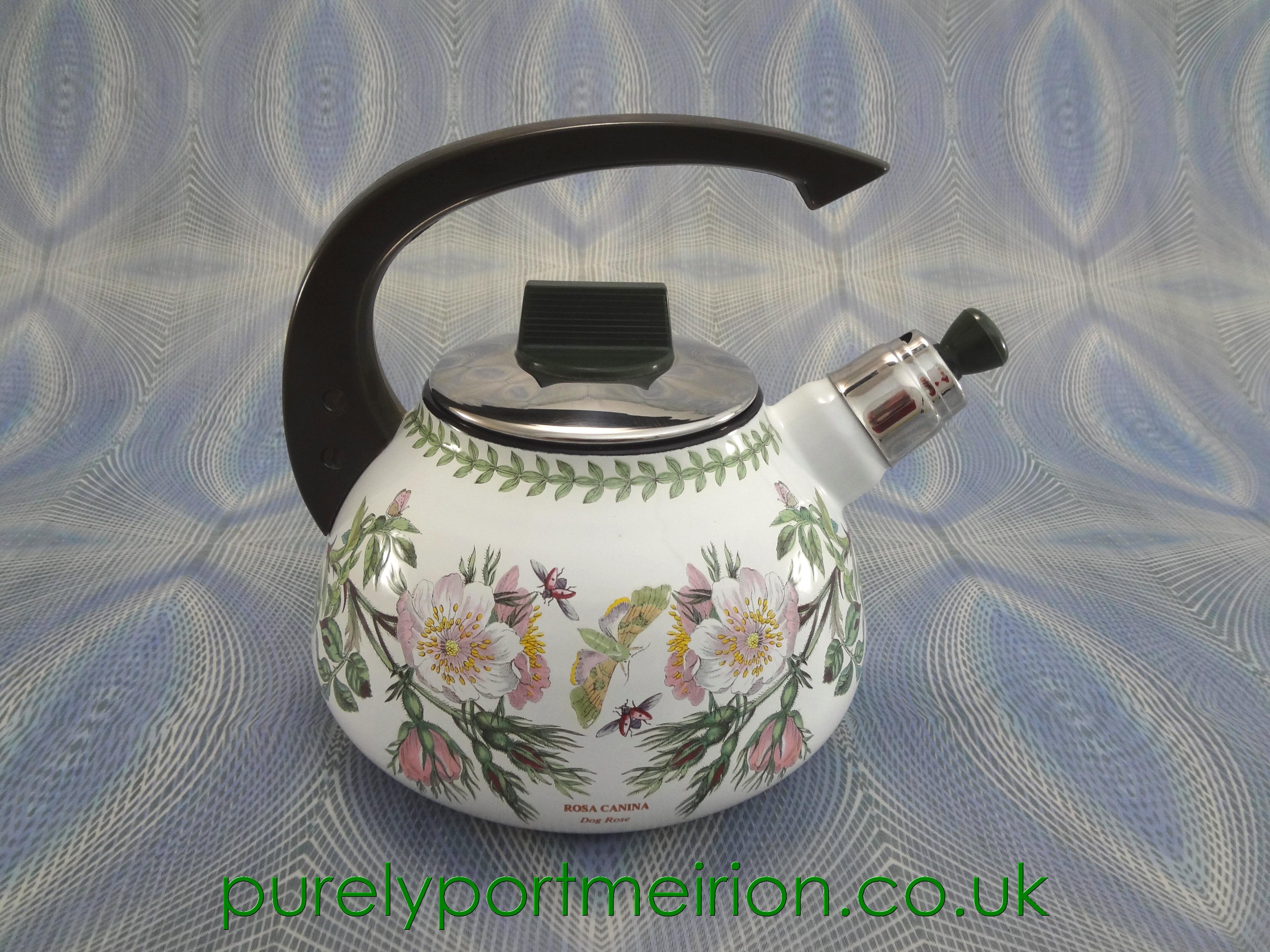 Portmeirion Botanic Garden Enamel Whistling Kettle, Dog Rose, BG1012