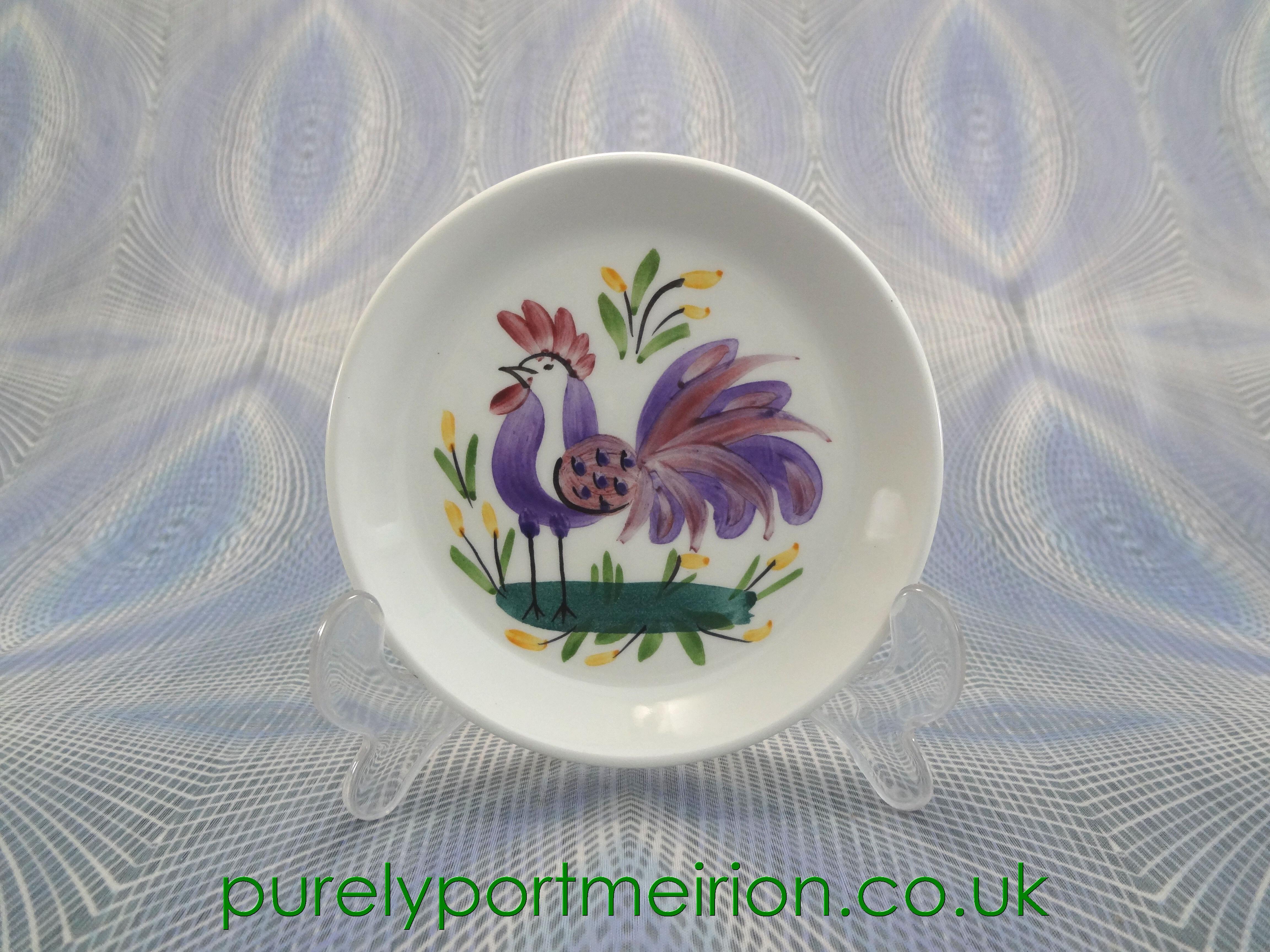 Portmeirion Hand Painted Pin Dish, Purple Cockerel, HP1
