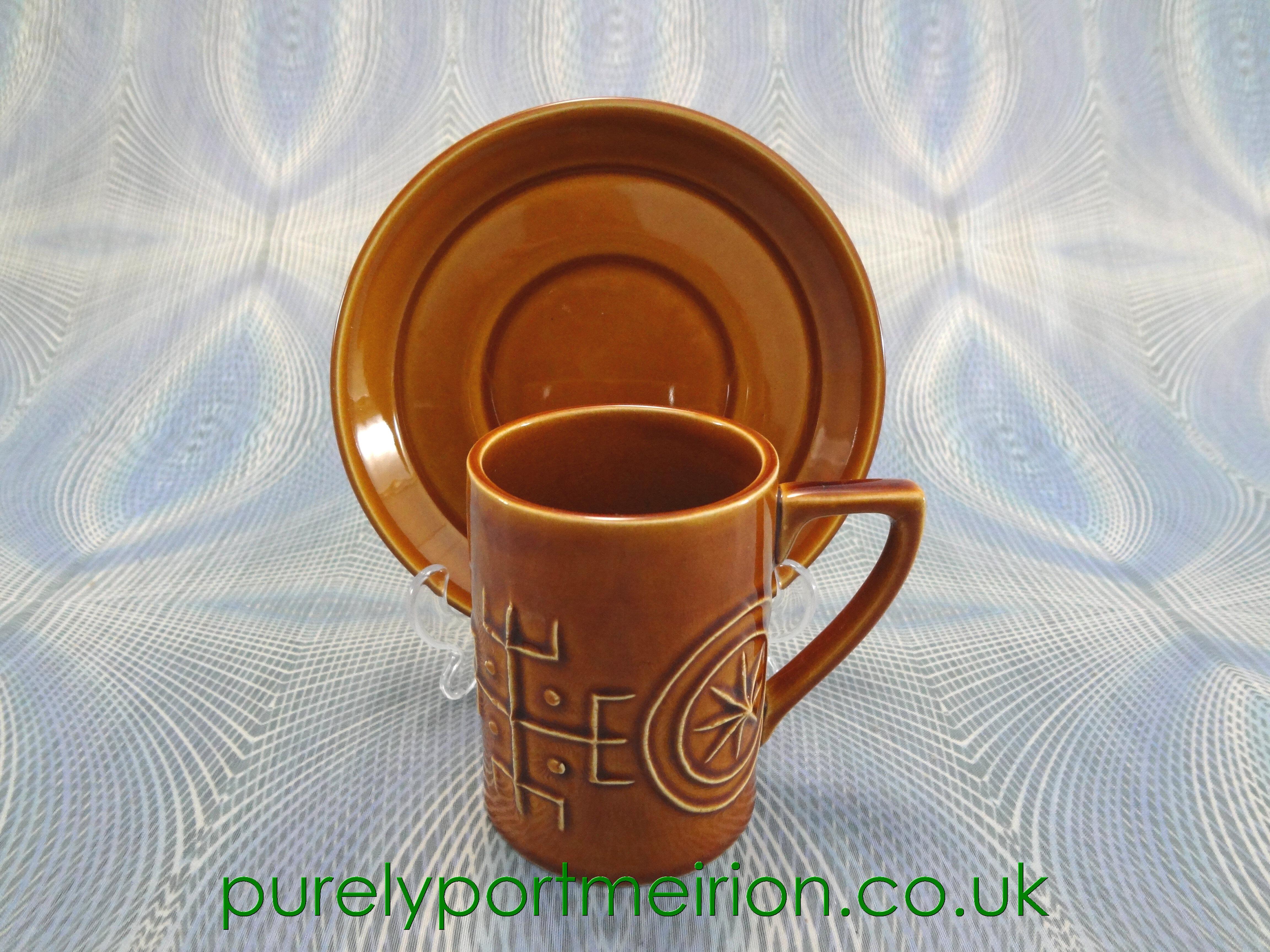 Portmeirion Pottery Totem Satin White Coffee Cup And Saucer, TTW27