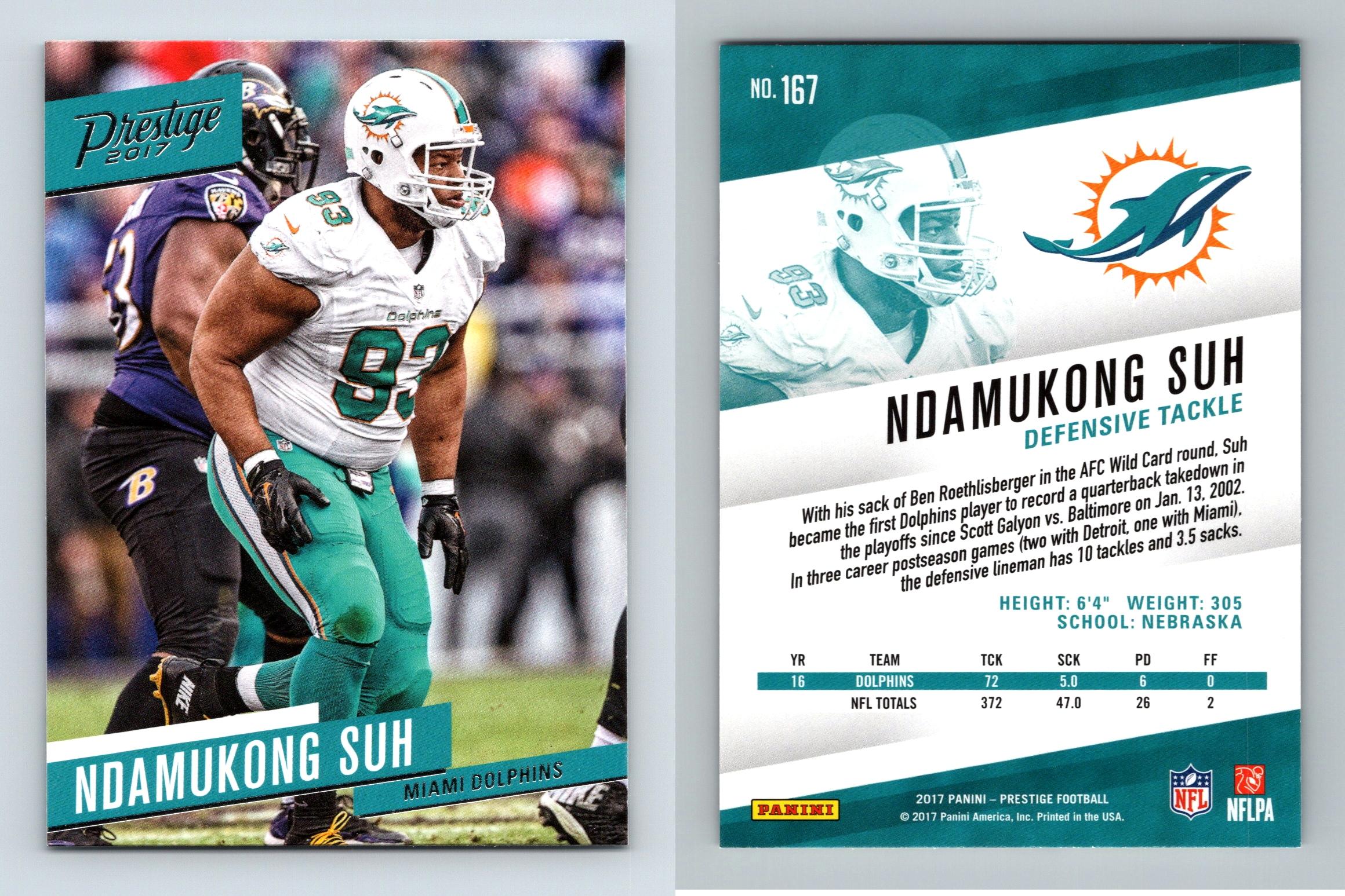 Ndamukong Suh - Dolphins #167 Prestige Football 2017 Panini Trading Card