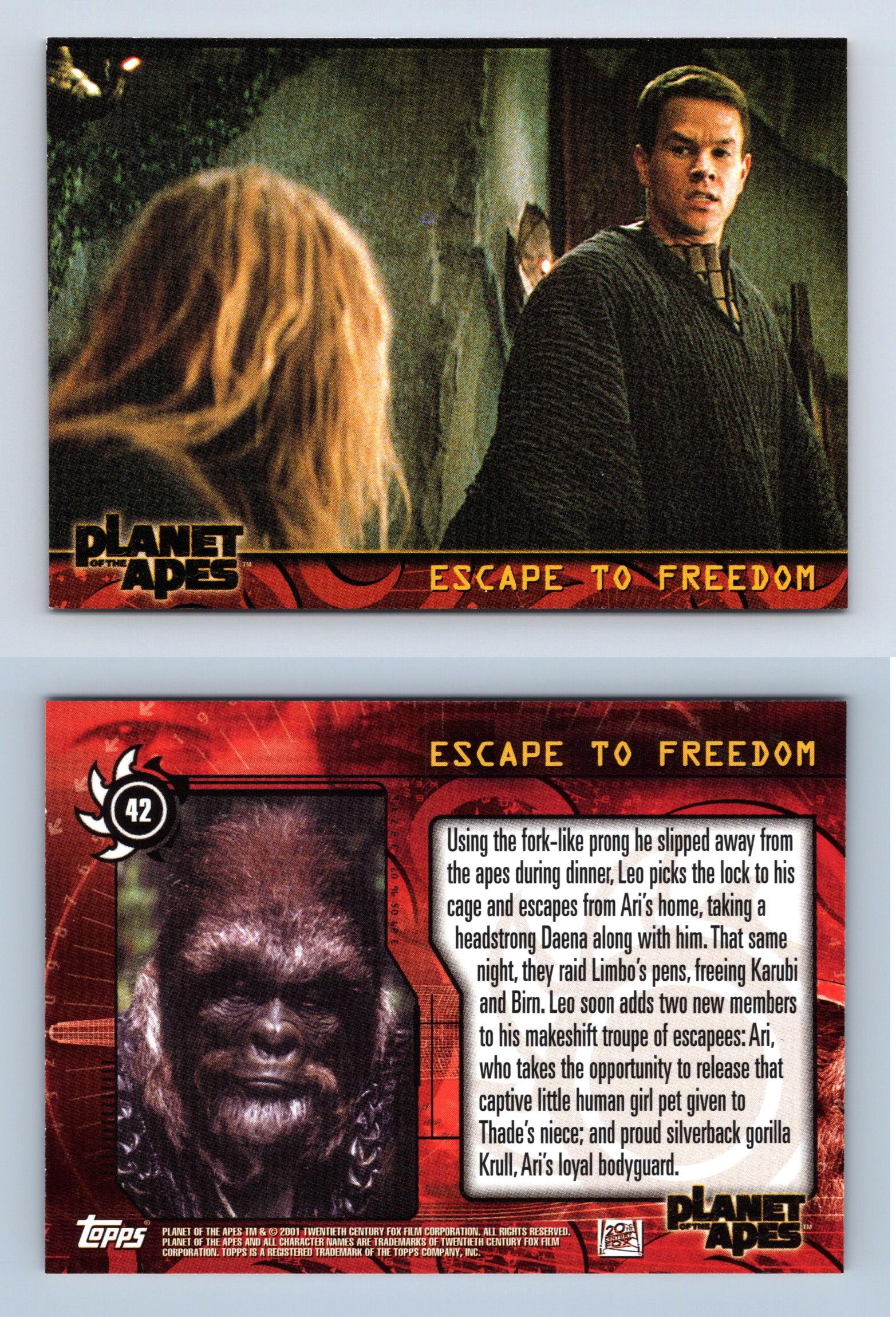 Planet Of The Apes Trading Cards Escape To Freedom #42 Planet Of The Apes 2001 Topps Trading Card
