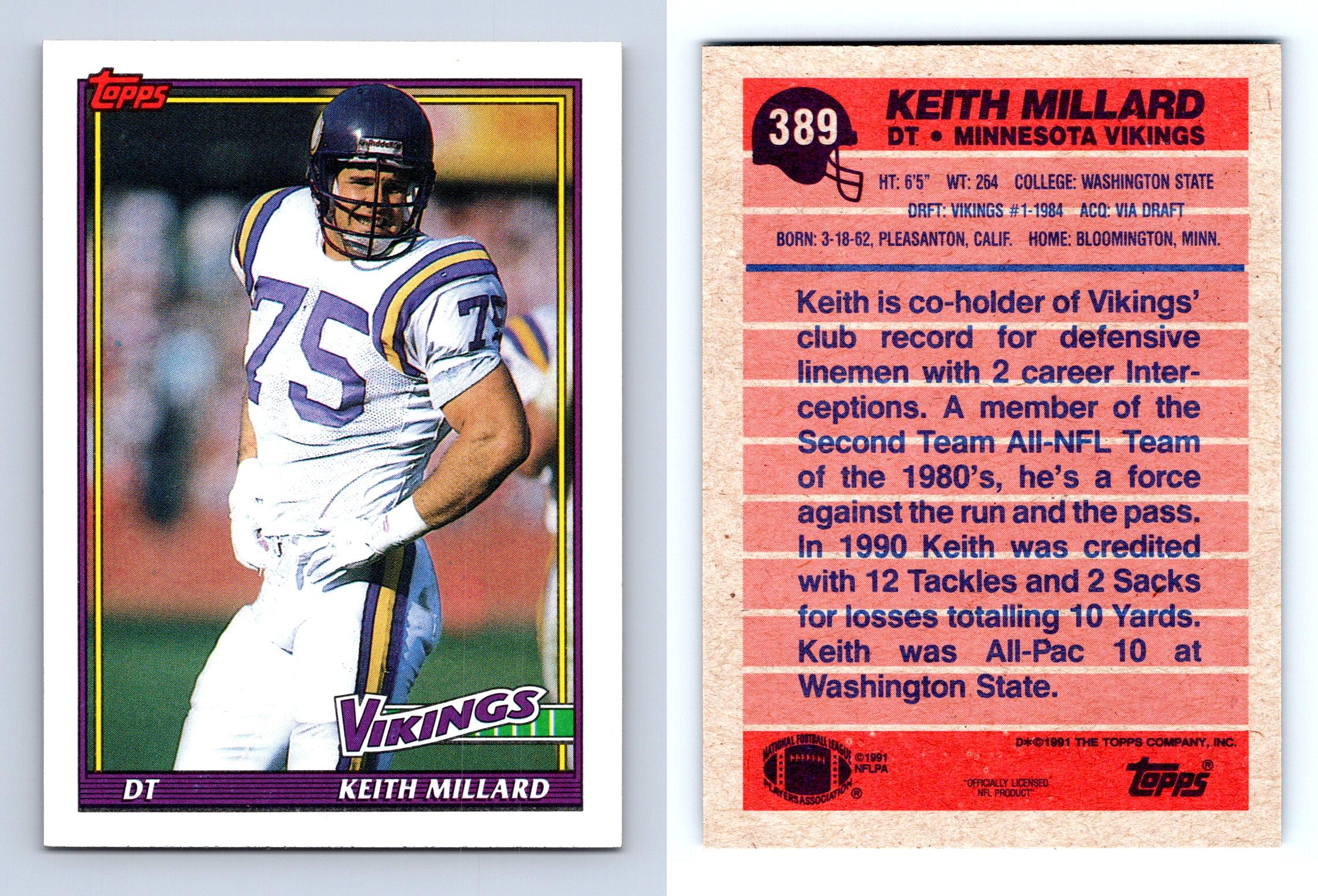 Keith Millard #389 Topps 1991 American Football Trading Card