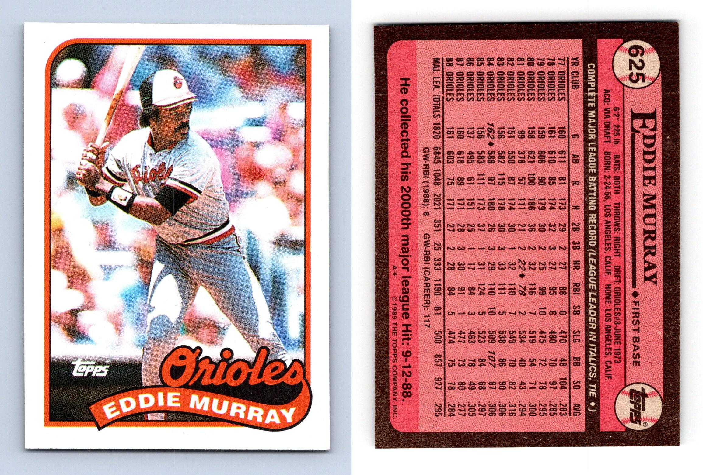 Eddie Murray - Orioles #625 Topps 1989 Baseball Trading Card