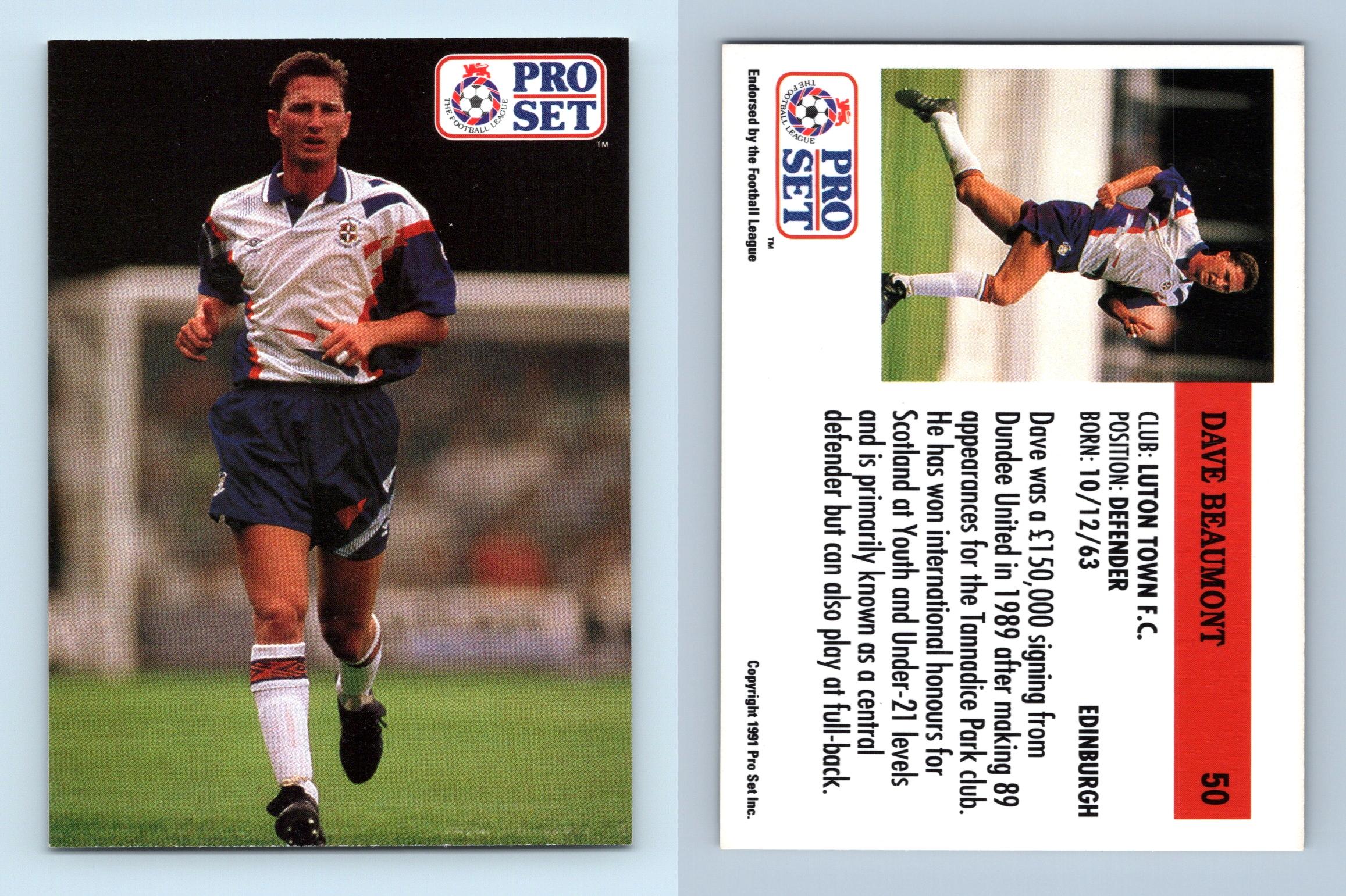 Dave Beaumont Luton Town 50 English League 1991 92 Pro Set