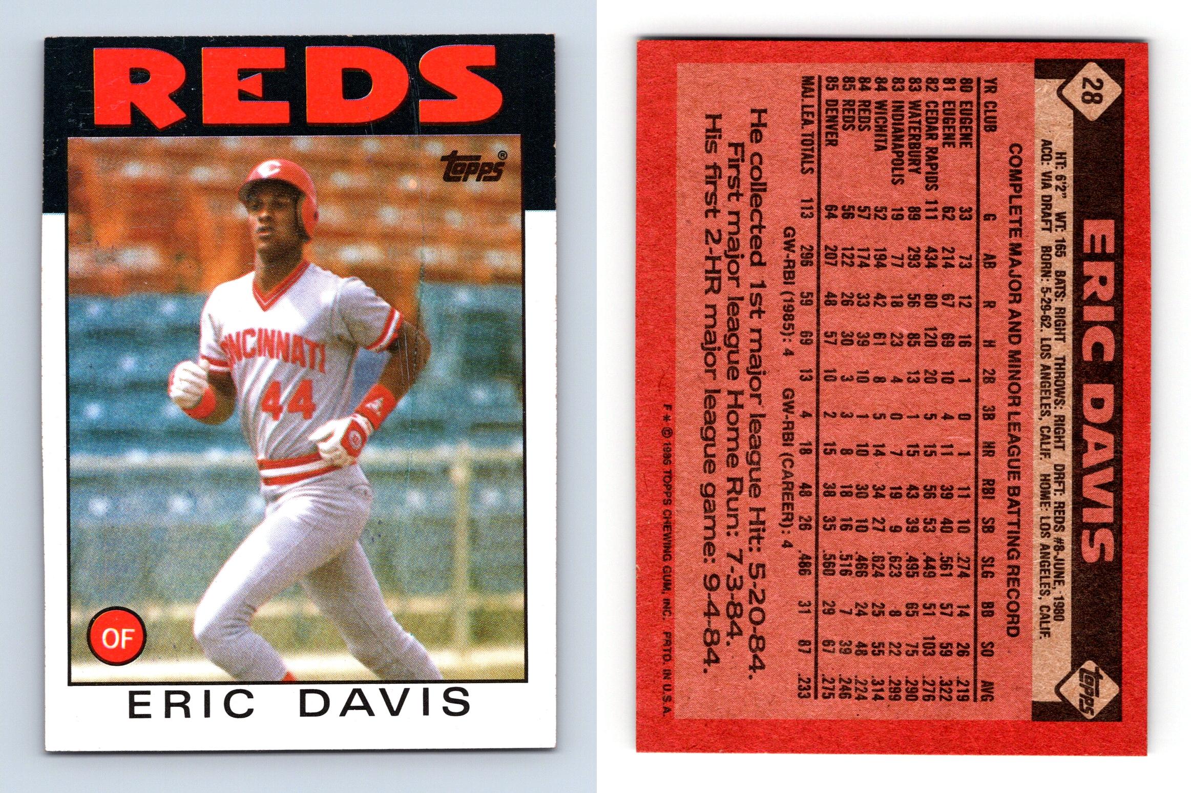 Eric Davis - Reds #28 Topps 1986 Baseball Trading Card
