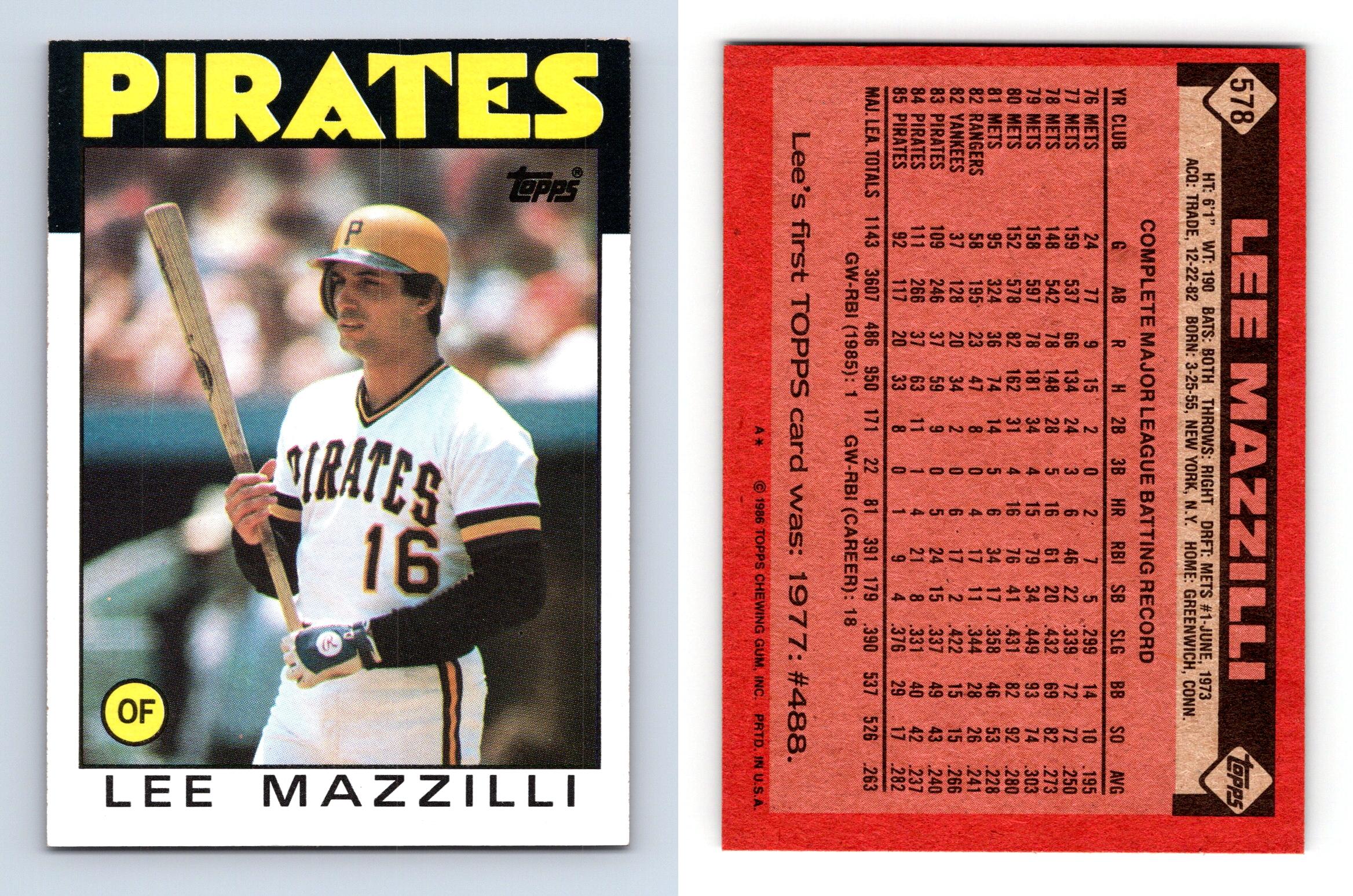 Lee Mazzilli - Pirates #578 Topps 1986 Baseball Trading Card