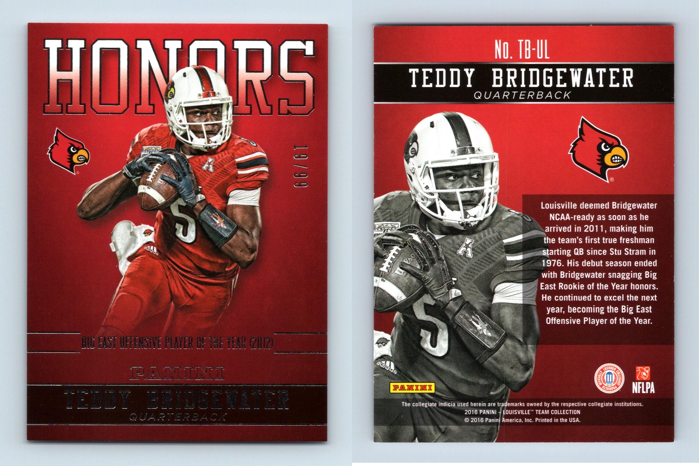 Teddy Bridgewater football card (Louisville Cardinals, Big East