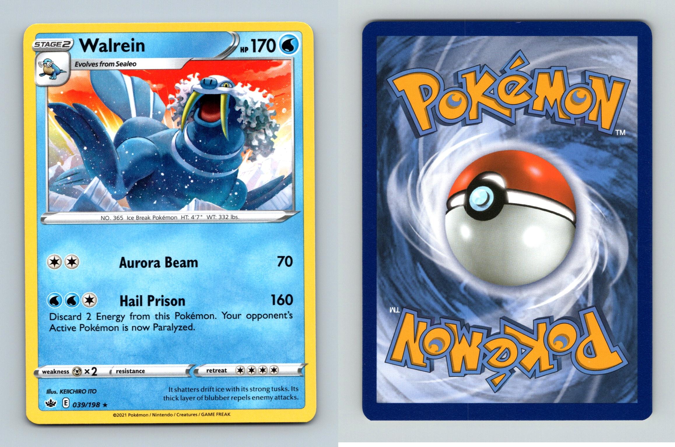 Walrein 39/198 SWSH Chilling Reign Rare Pokemon 2021 TCG Card
