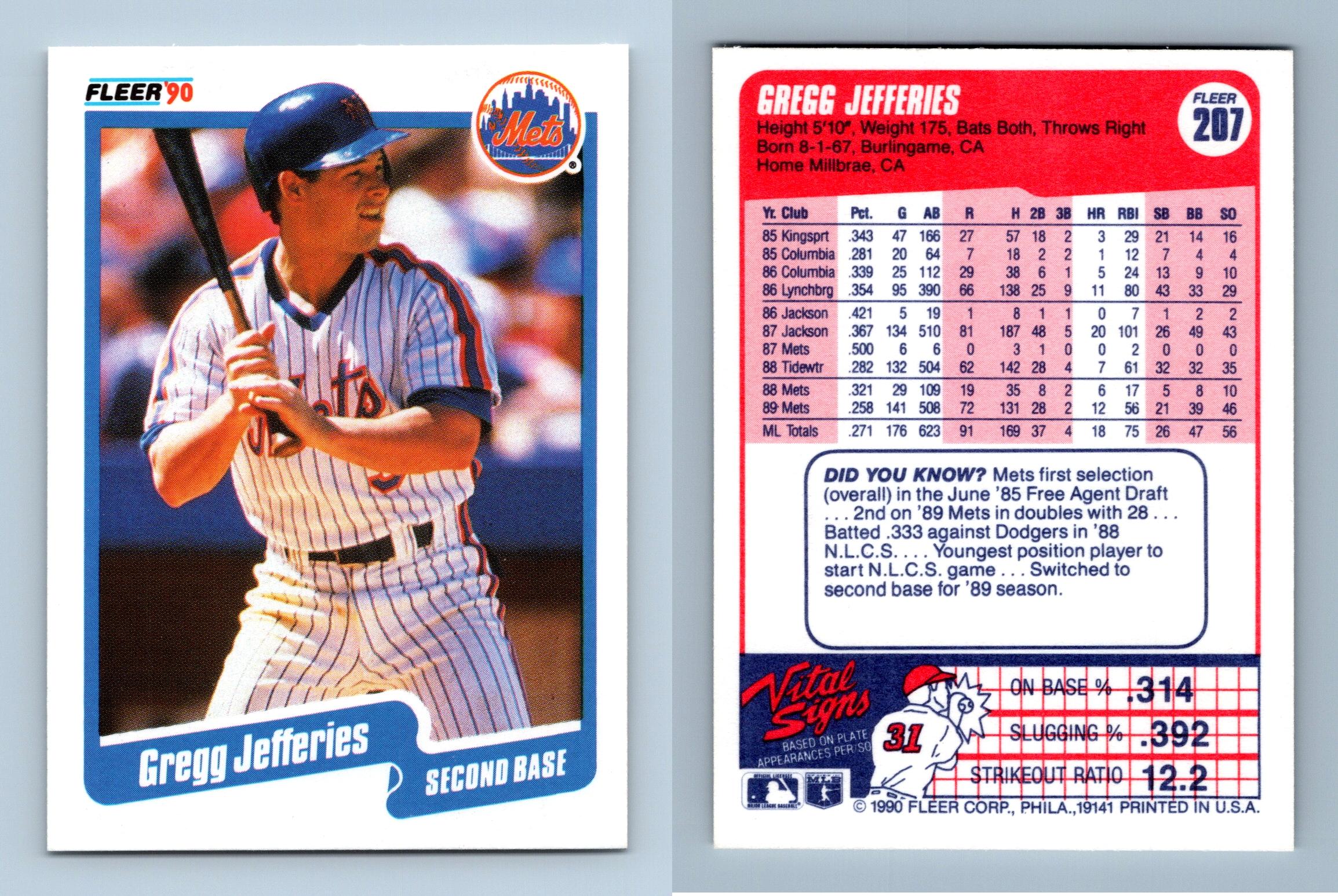 Gregg Jefferies - Mets #207 Fleer 1990 Baseball Trading Card