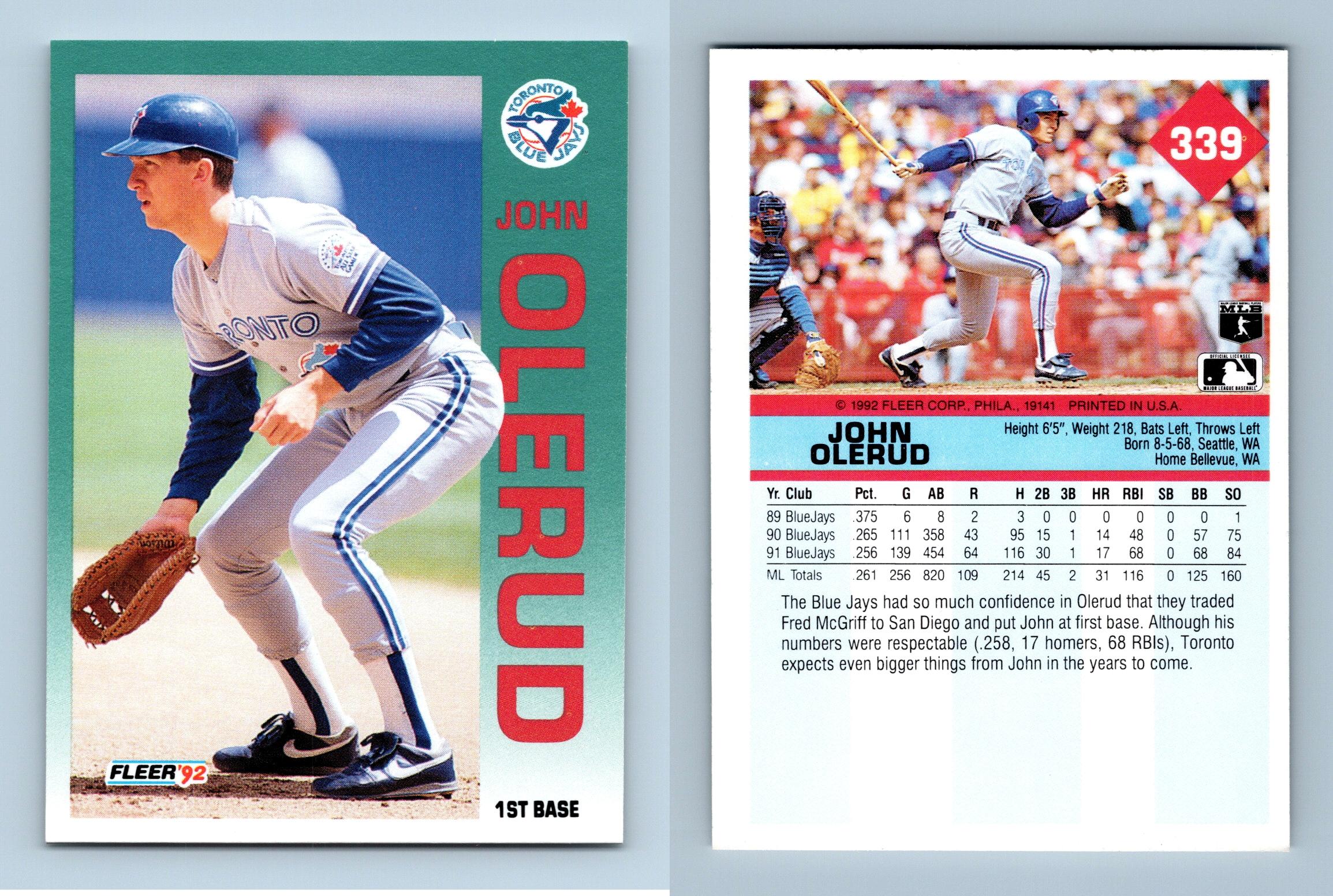 John Olerud - Blue Jays #339 Fleer 1992 Baseball Trading Card