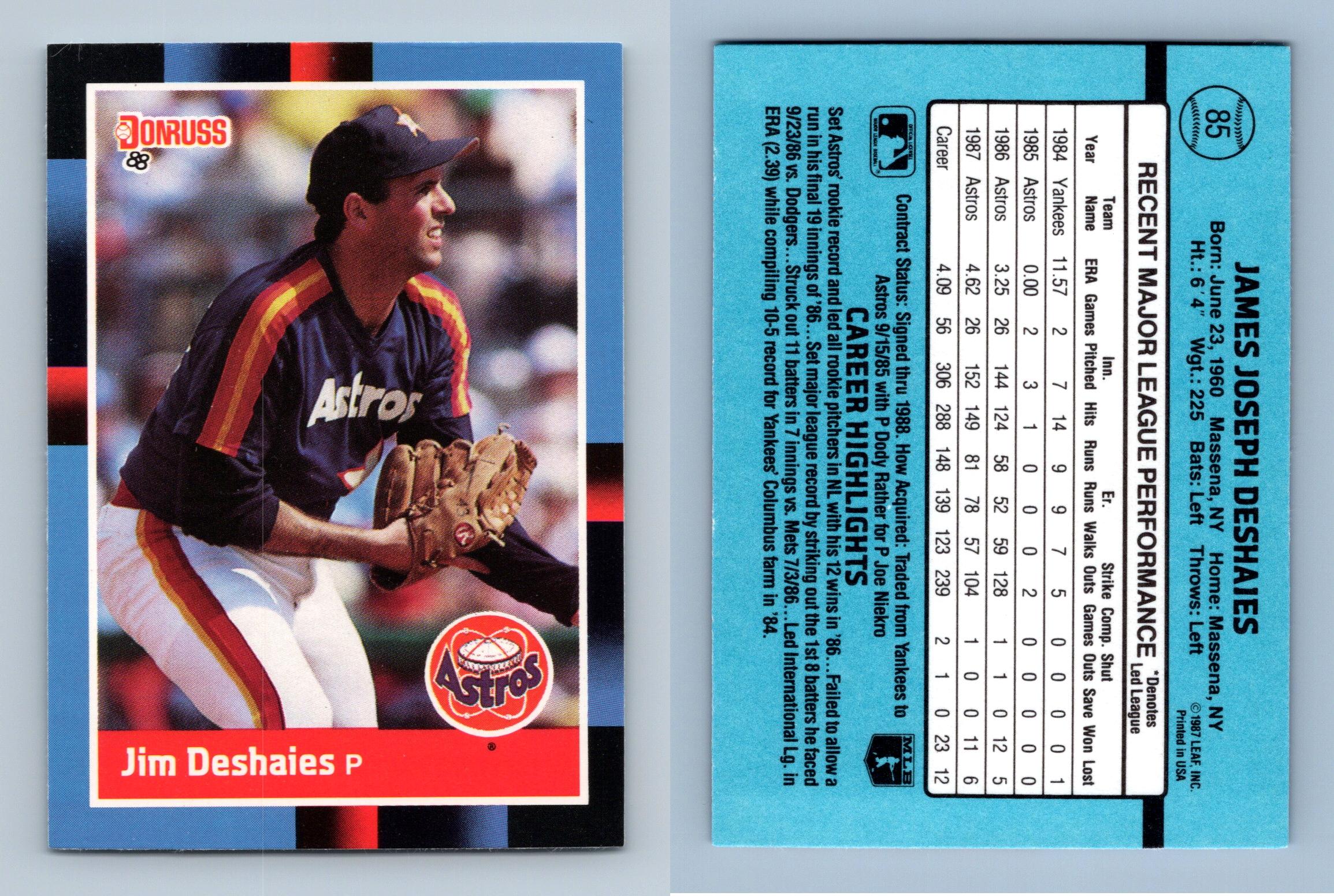 Jim Deshaies - Astros #85 Donruss 1988 Baseball Trading Card