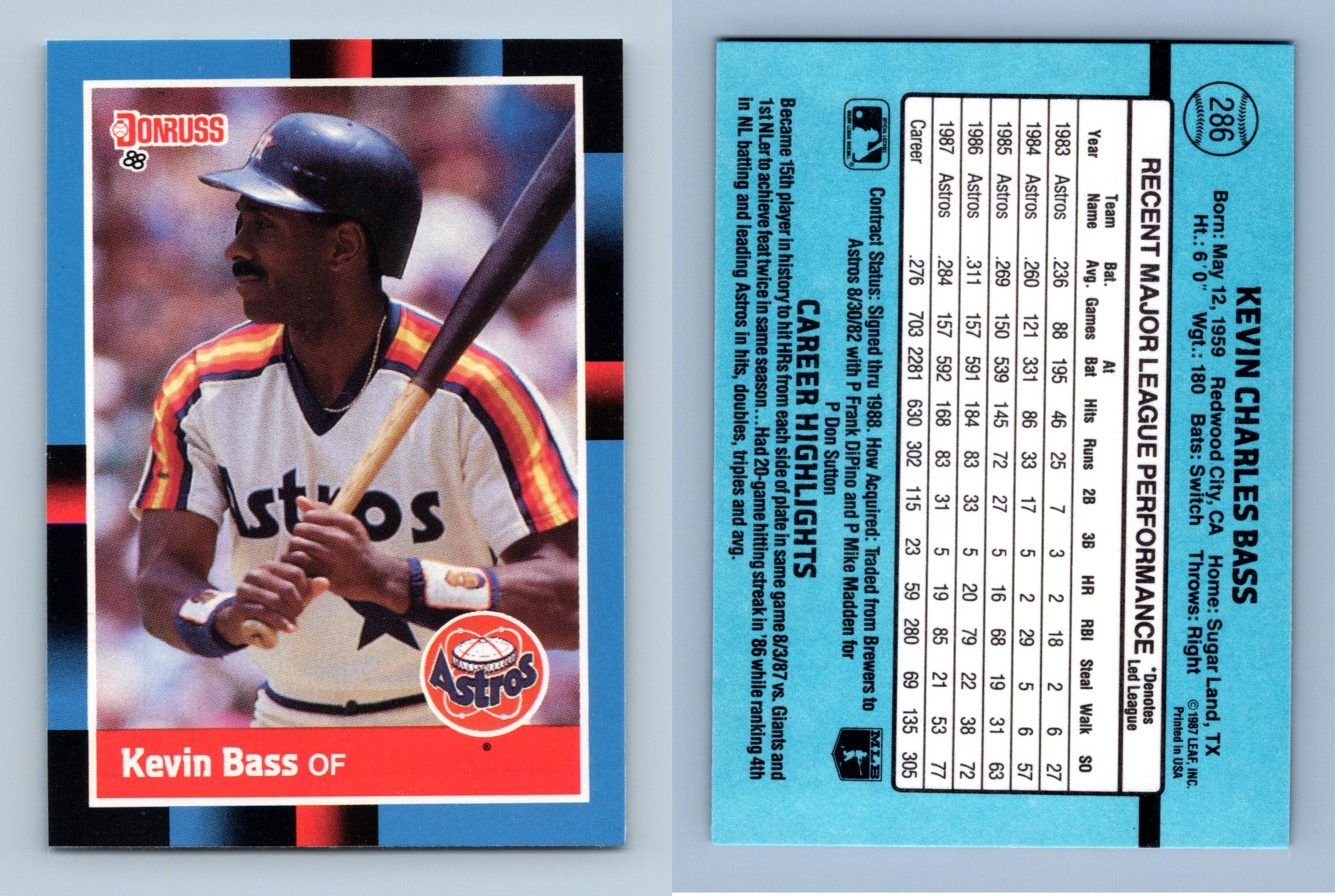 Kevin Bass - Astros #286 Donruss 1988 Baseball Trading Card