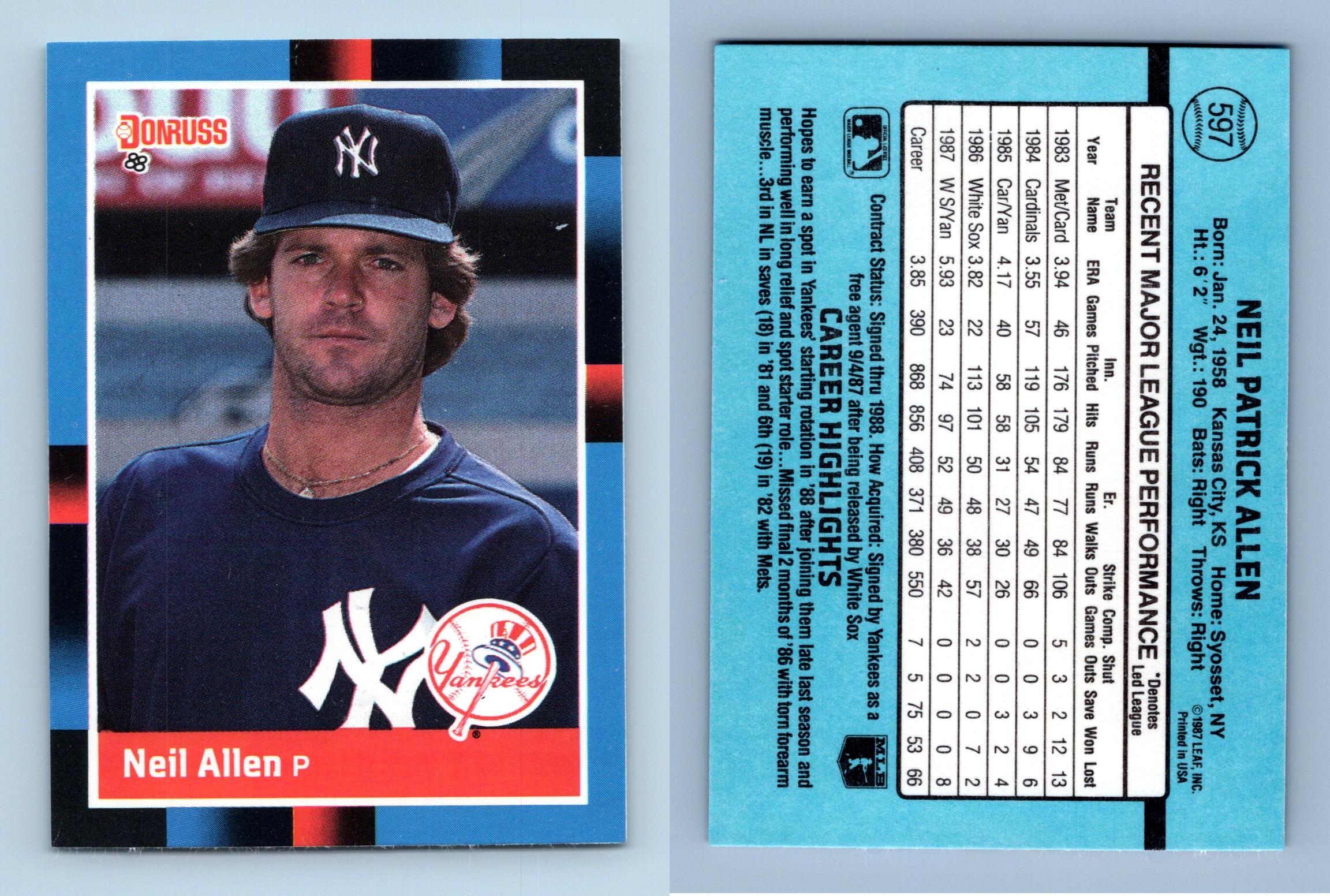 Ron Kittle - Yankees #422 Donruss 1988 Baseball Trading Card