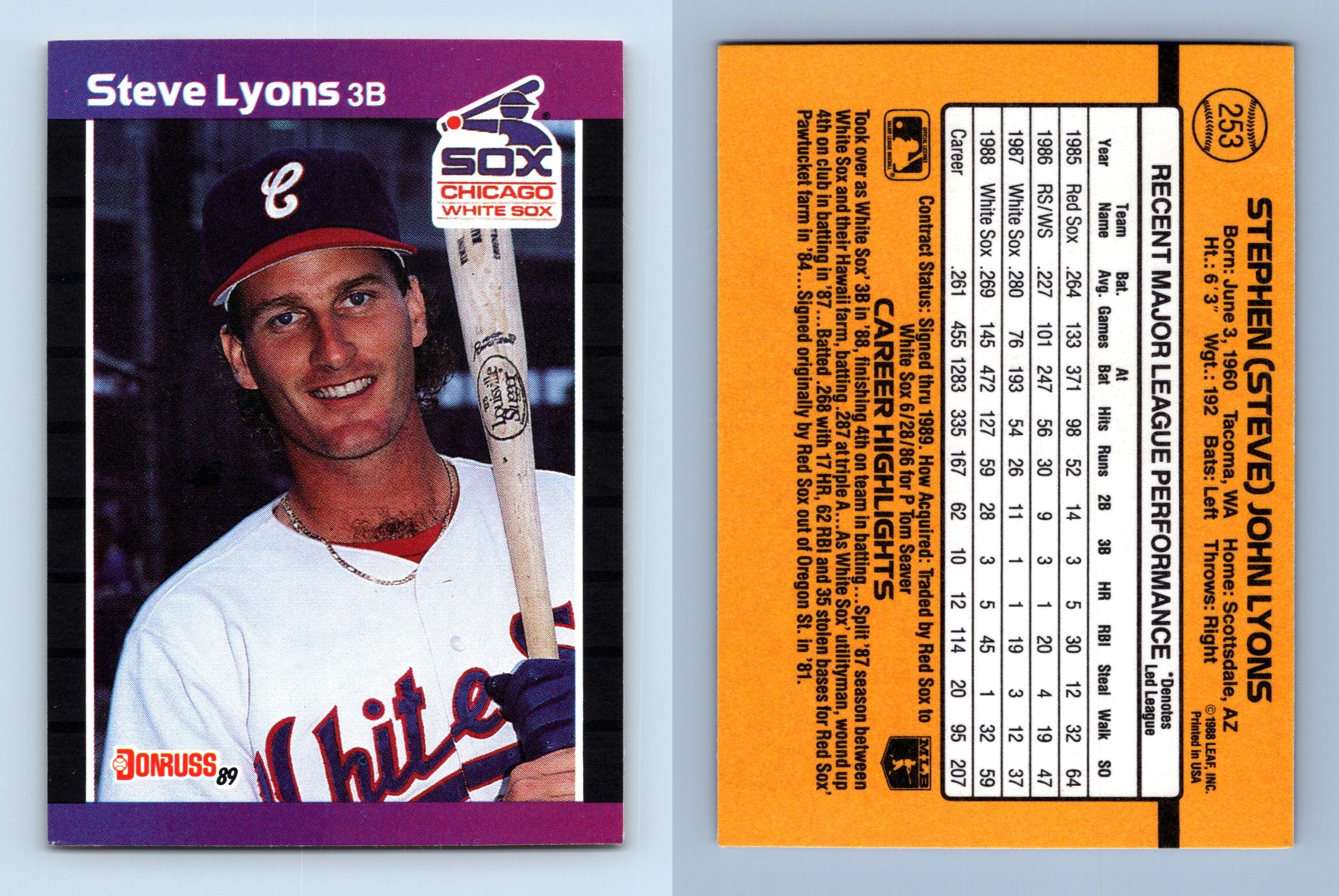 Steve Lyons autographed baseball card (Chicago White Sox) 1991