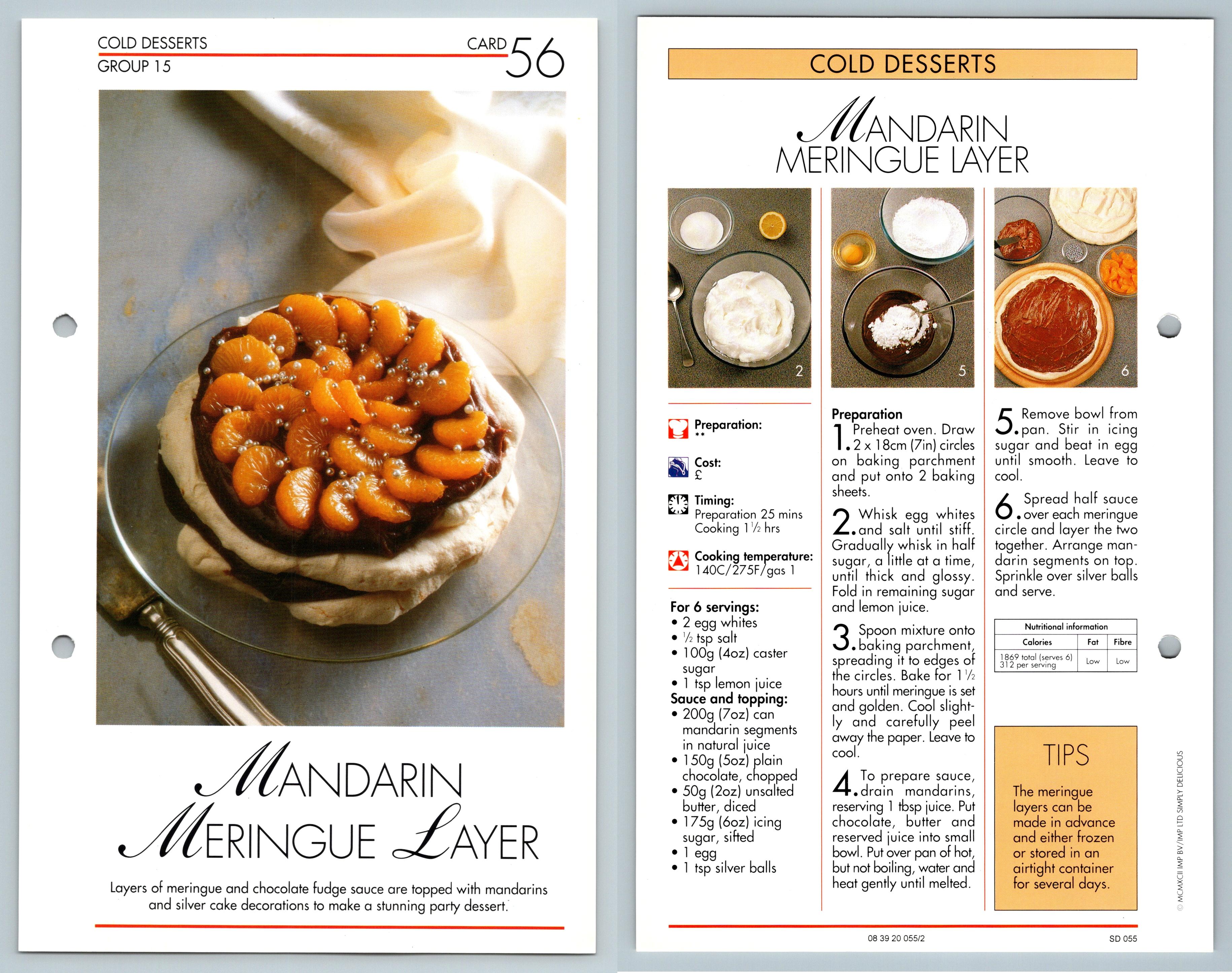 Mandarin Meringue Layer 56 Cold Simply Delicious 1992 IMP Ltd Recipe