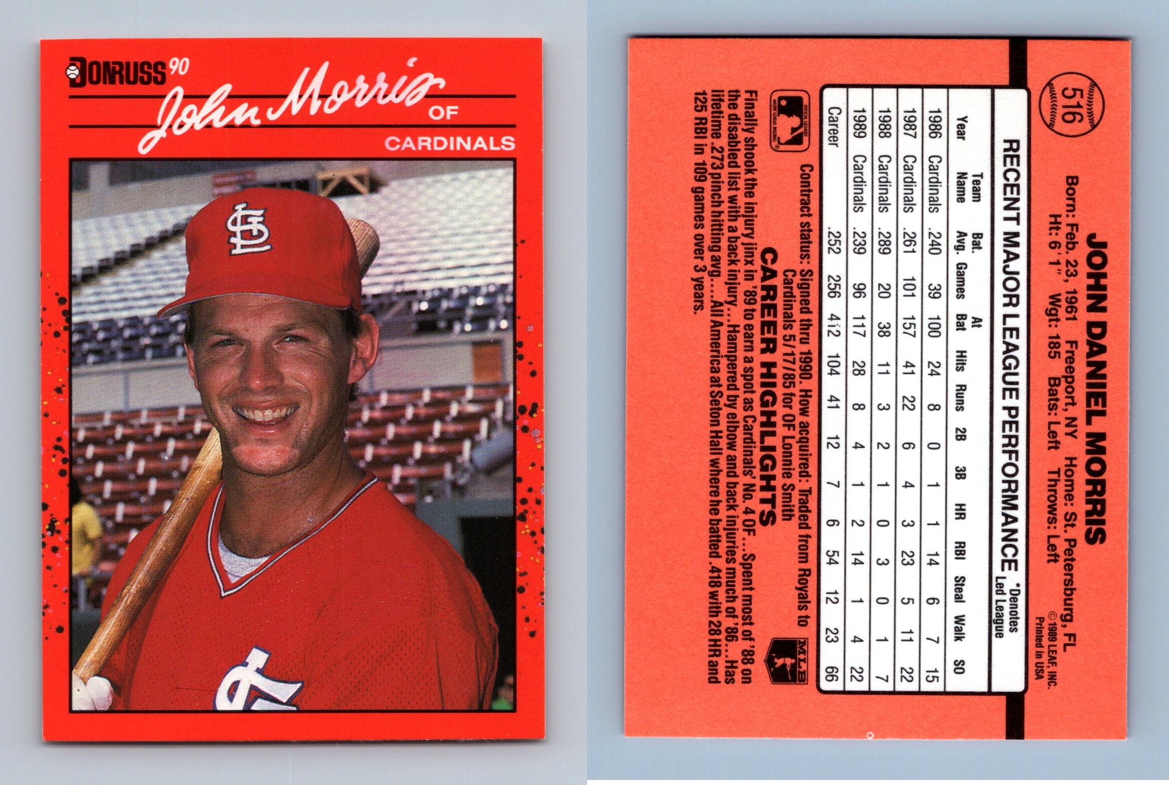 John Morris - Cardinals #516 Donruss 1990 Baseball Trading Card