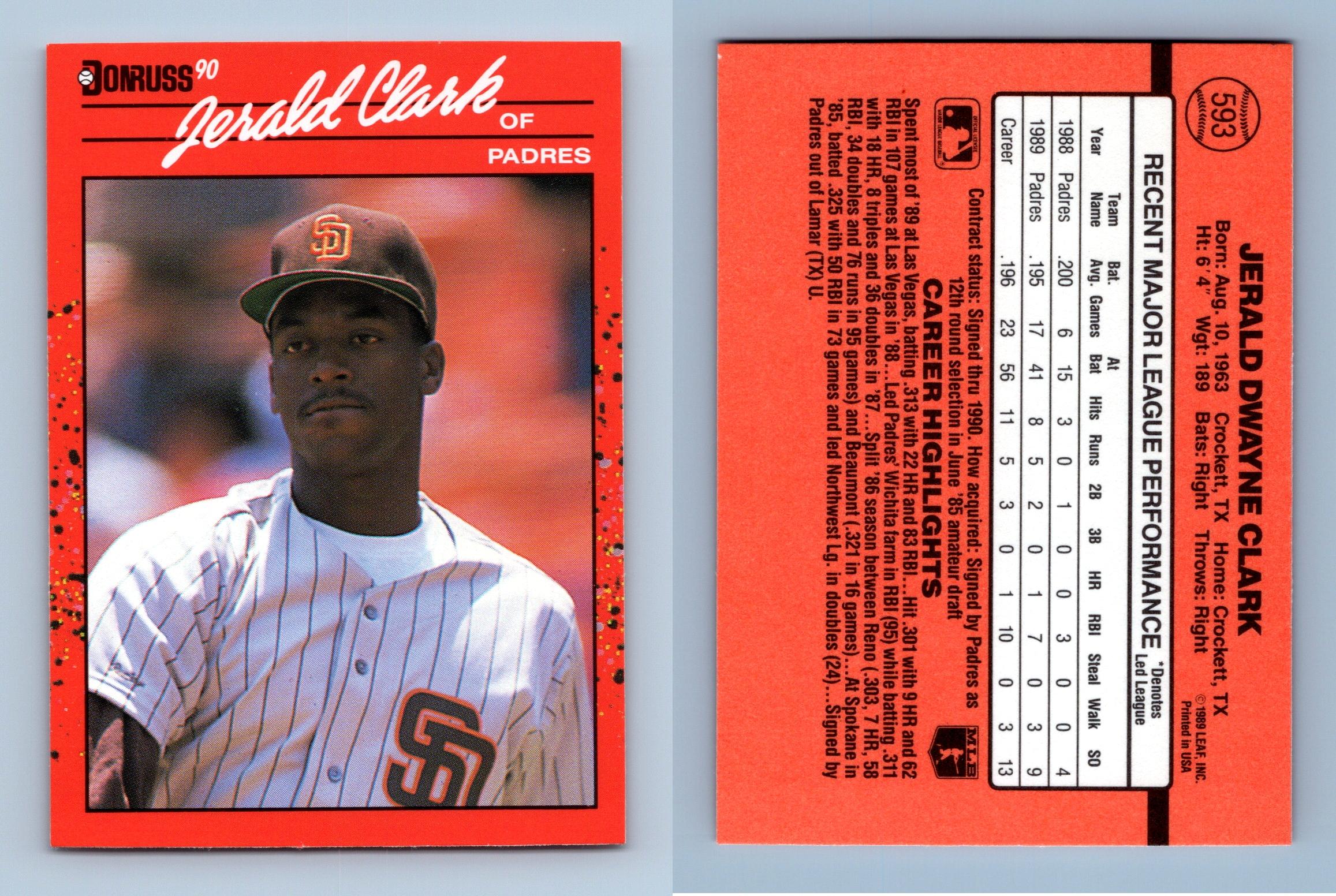 Jerald Clark Signed 1989 Donruss Baseball Card - San Diego Padres